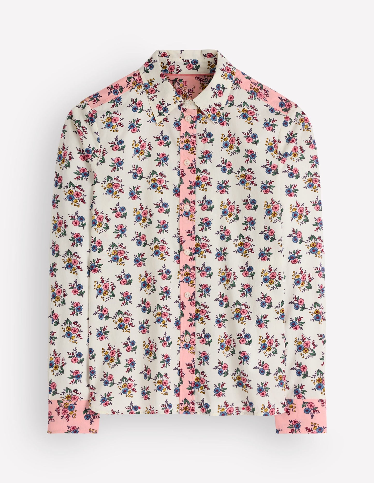 The New Sienna Cotton Shirt-Soft Cream, Delicate Garden