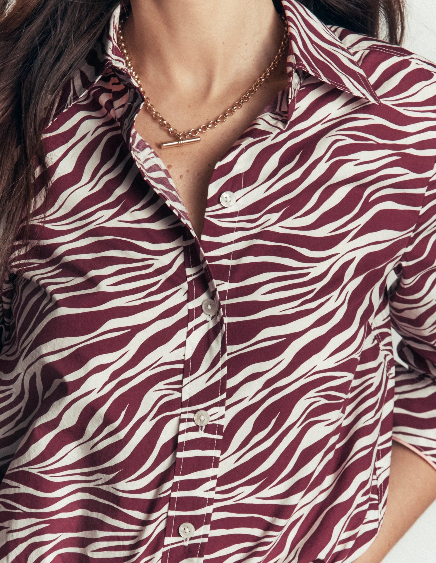 The New Sienna Cotton Shirt-Chestnut, Zebra Swirl