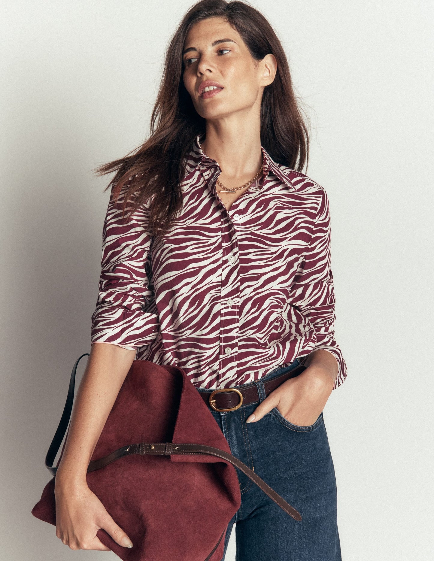 The New Sienna Cotton Shirt-Chestnut, Zebra Swirl