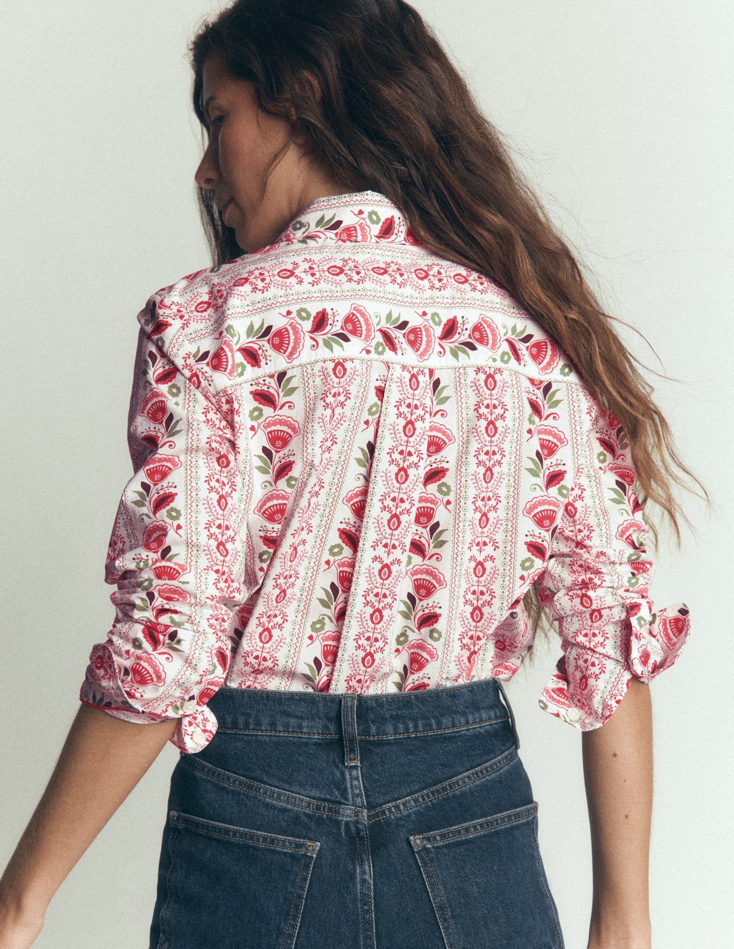 The New Sienna Cotton Shirt-Ivory, Petal Trail