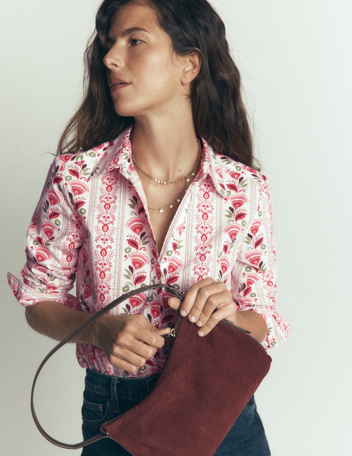 The New Sienna Cotton Shirt-Ivory, Petal Trail
