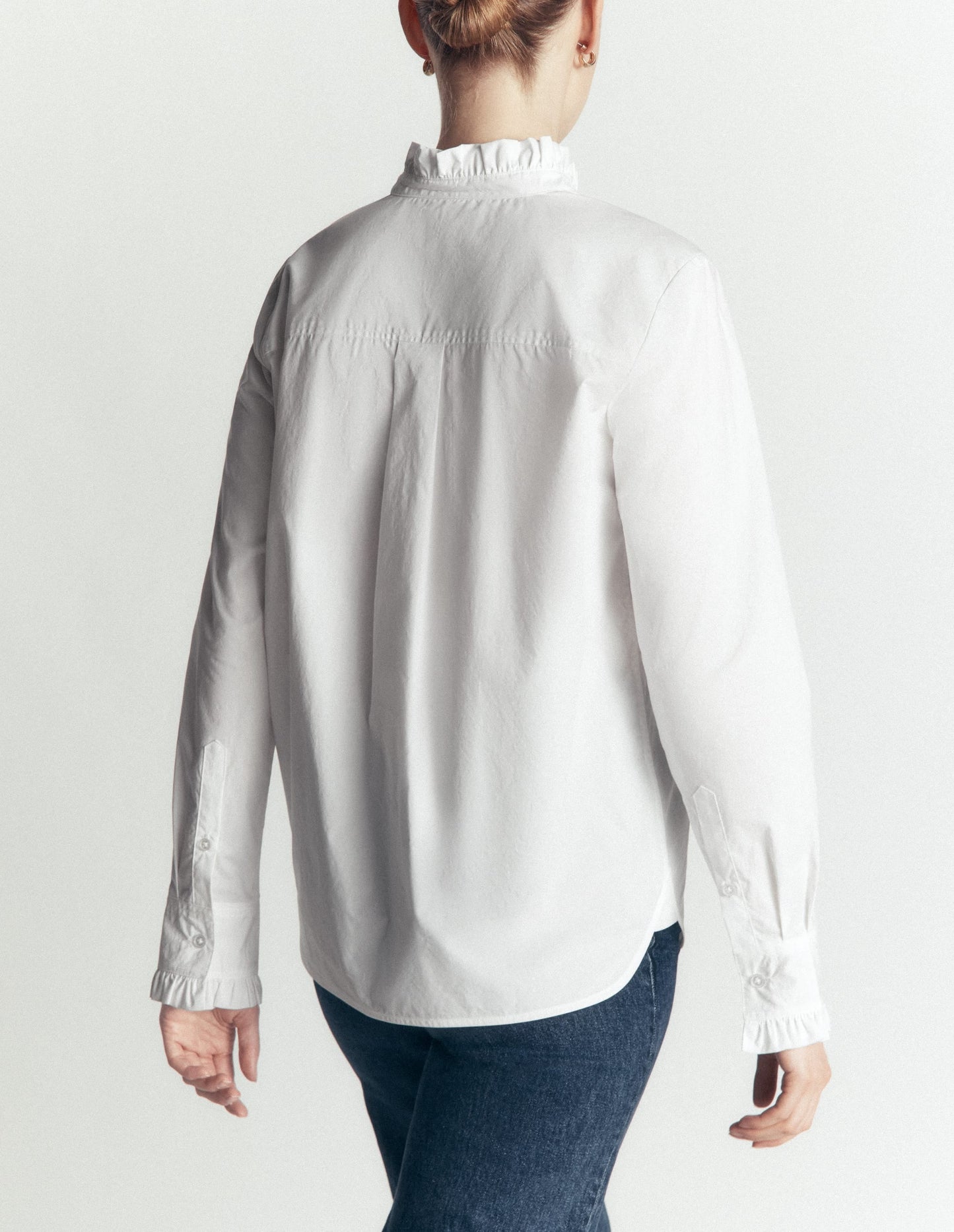 Sienna Frill Cotton Shirt-White