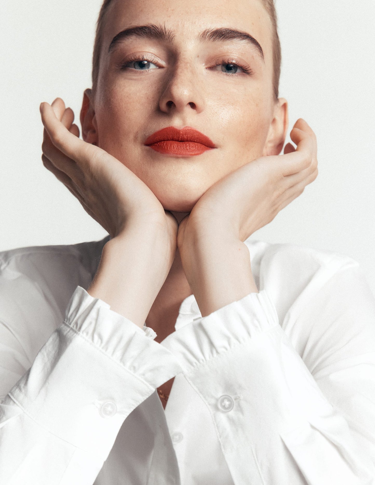 Sienna Frill Cotton Shirt-White