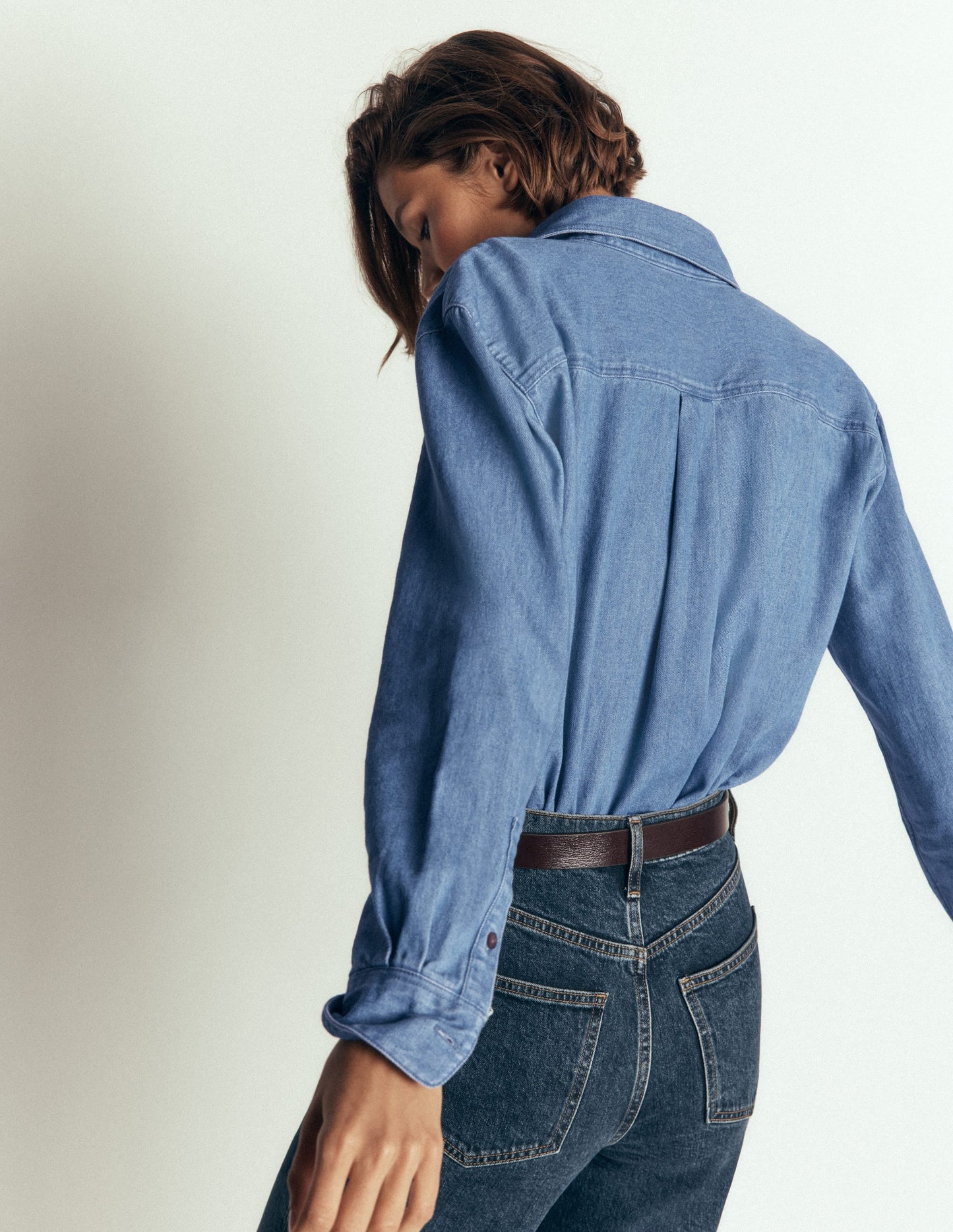 Sienna Cropped Denim Shirt-Light Authentic Denim