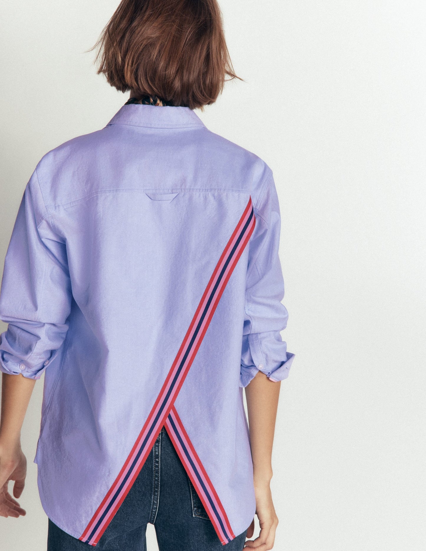 Sienna Relaxed Cotton Shirt-Blue Oxford, Trim Back