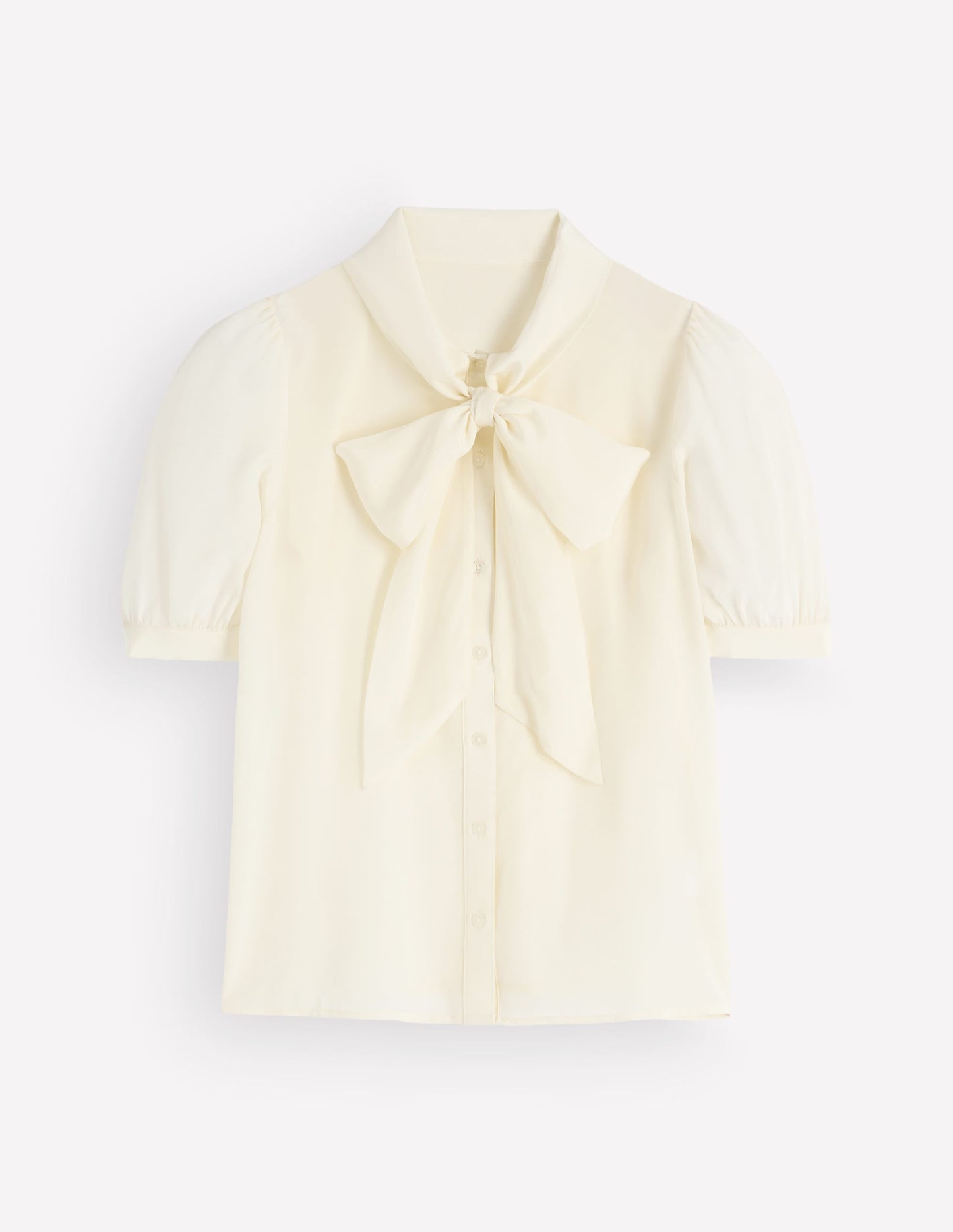 Tie Neck Silk Top-Ivory