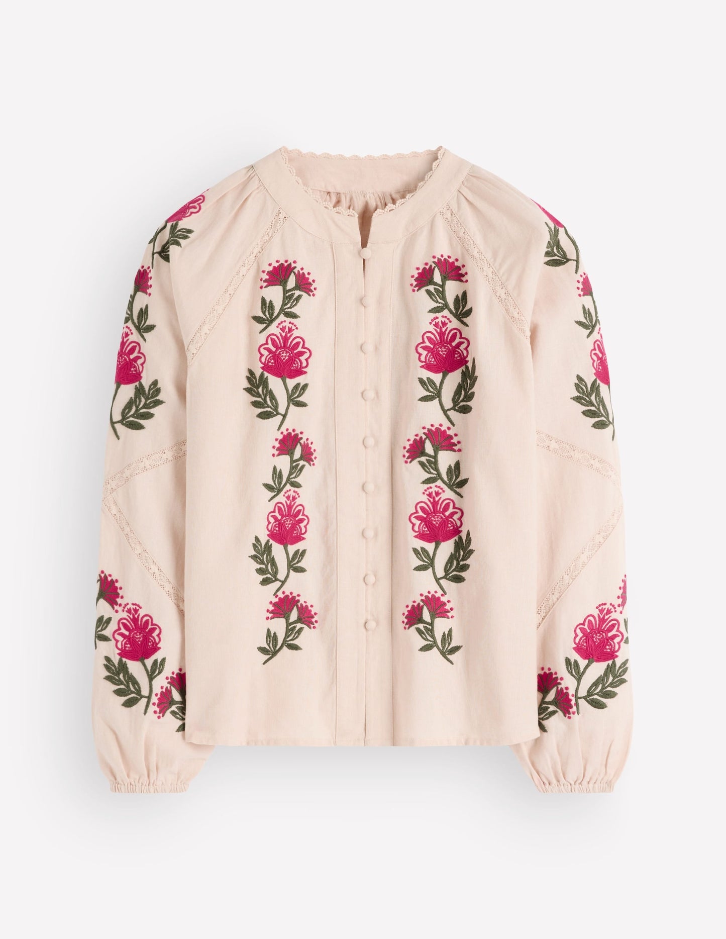 Raglan Embroidered Top-Almond Milk