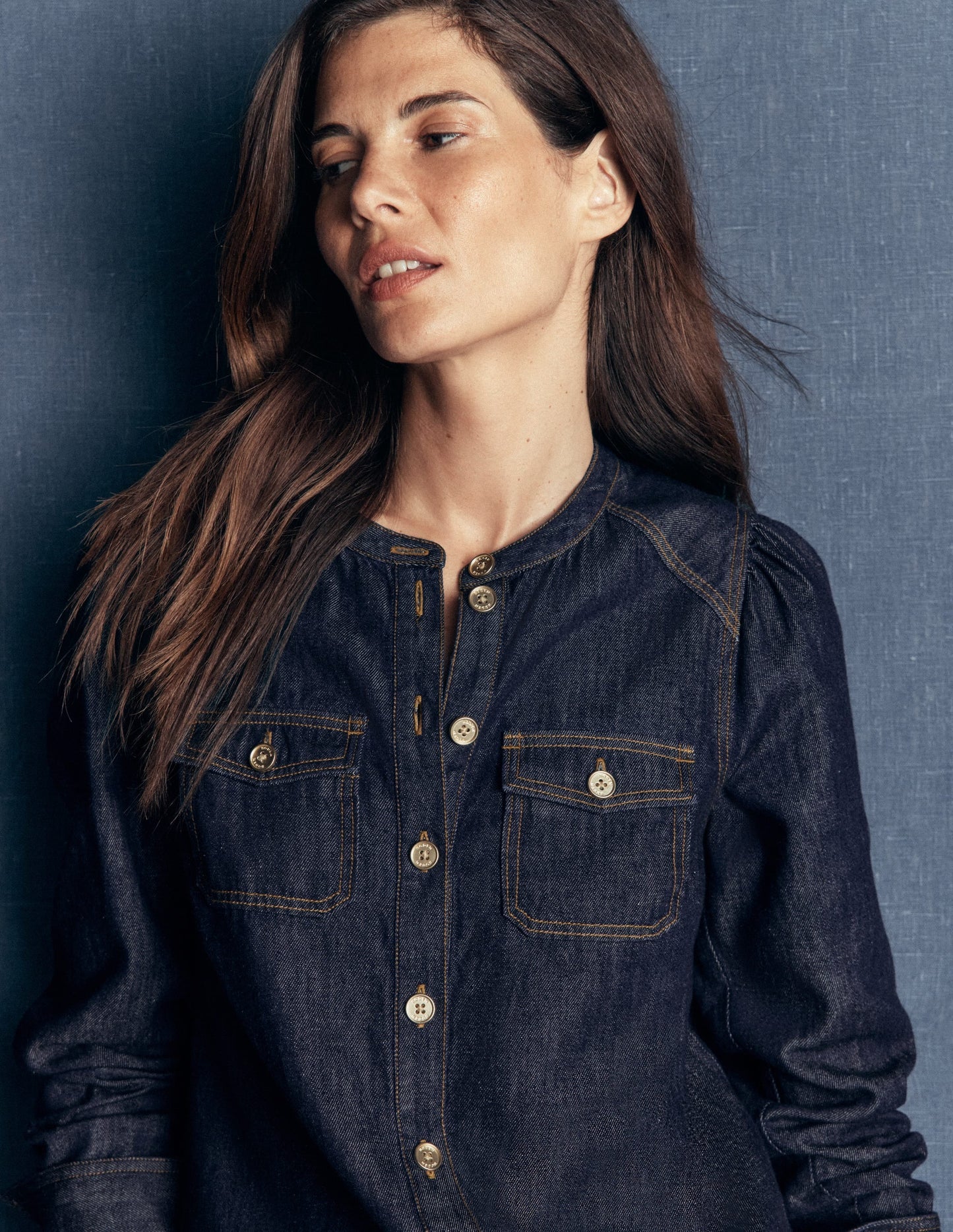 Thea Denim Shirt-Dark Indigo
