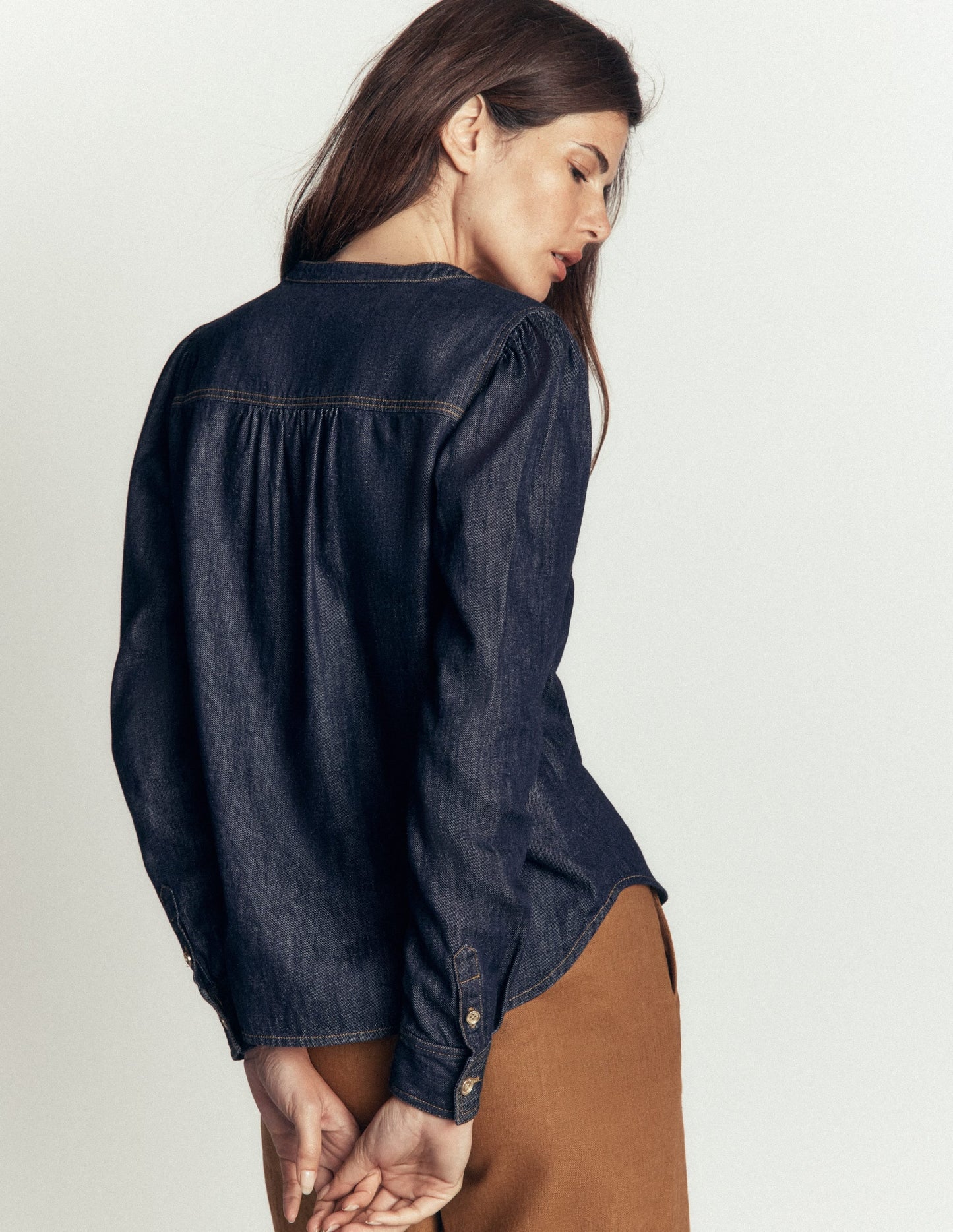 Thea Denim Shirt-Dark Indigo