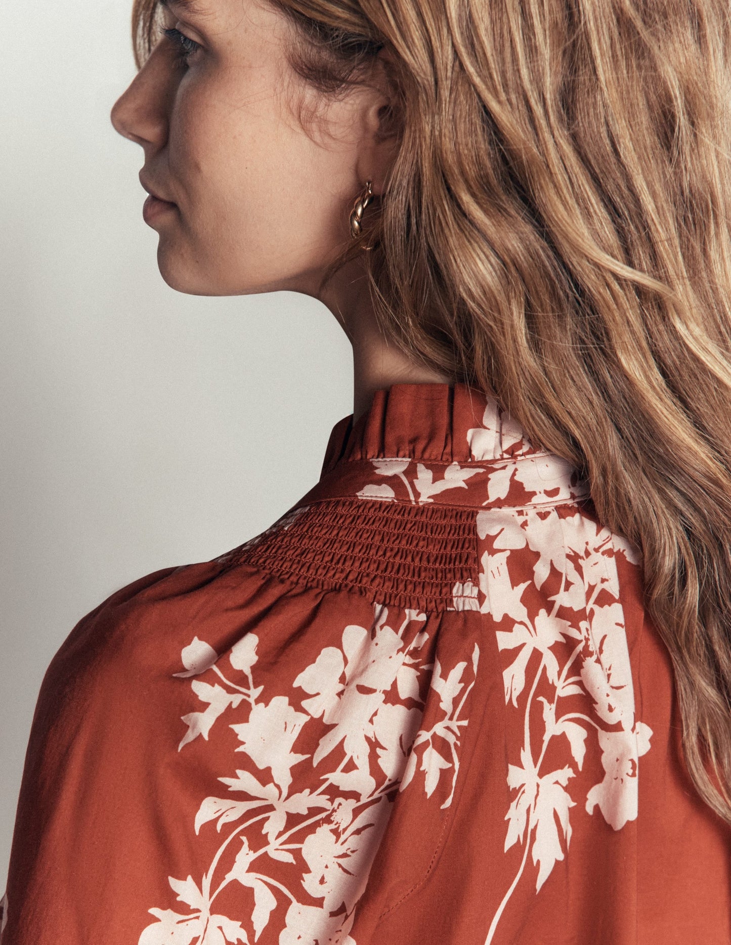 Erica Cotton Frill Top-Arabian Spice, Flecked Bunch