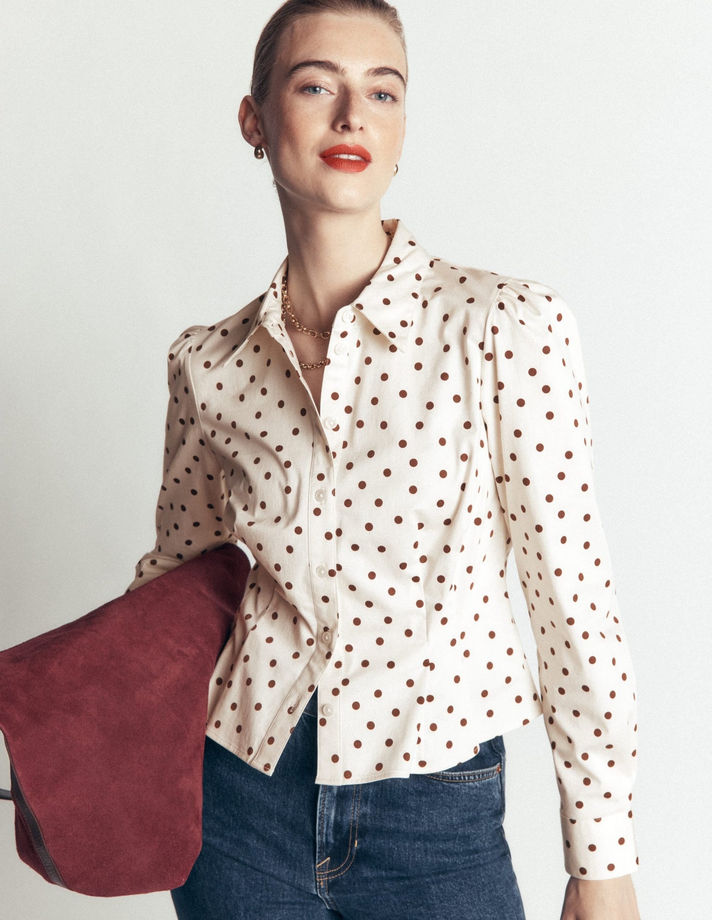 Julia Darted Cotton Shirt-Ivory, Boden Spot