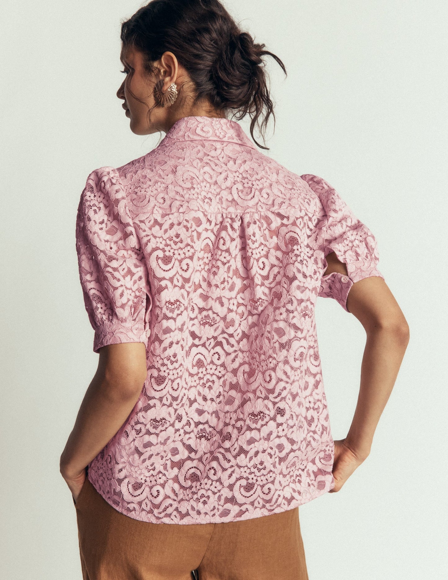 Penelope Lace Shirt-Pink Violet