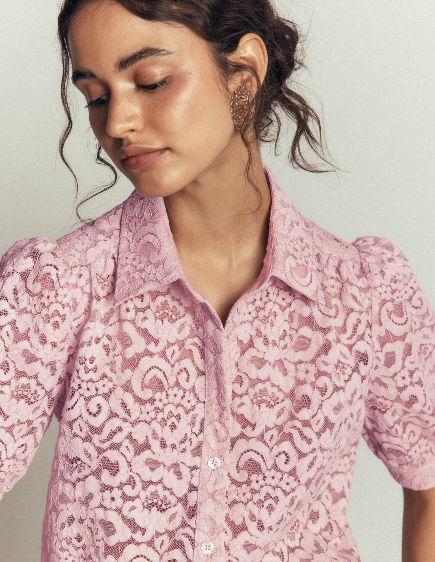 Penelope Lace Shirt-Pink Violet