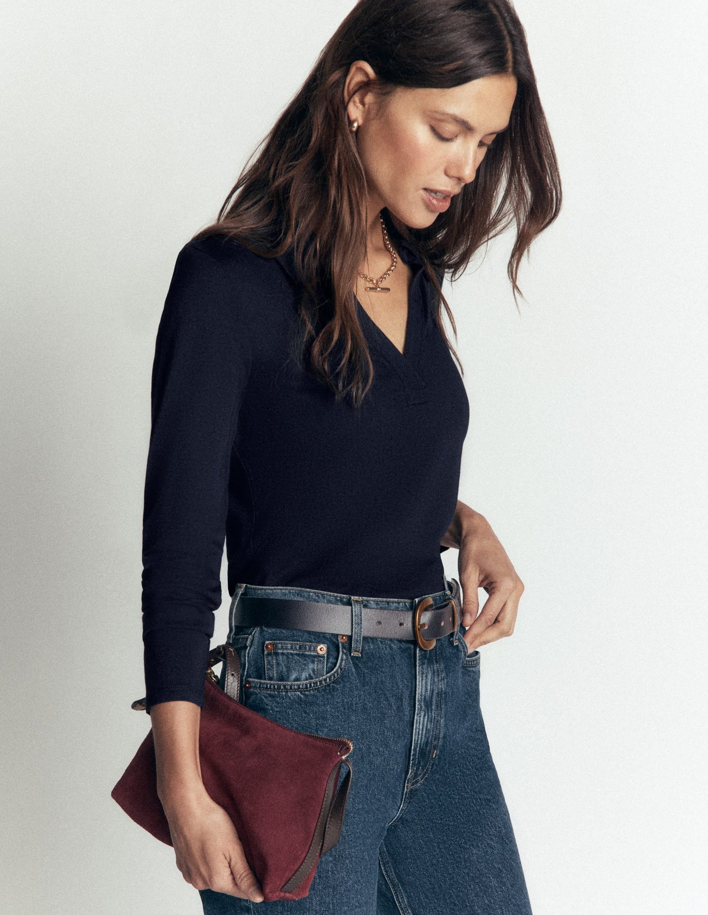 Supersoft Open Collar Shirt-Navy