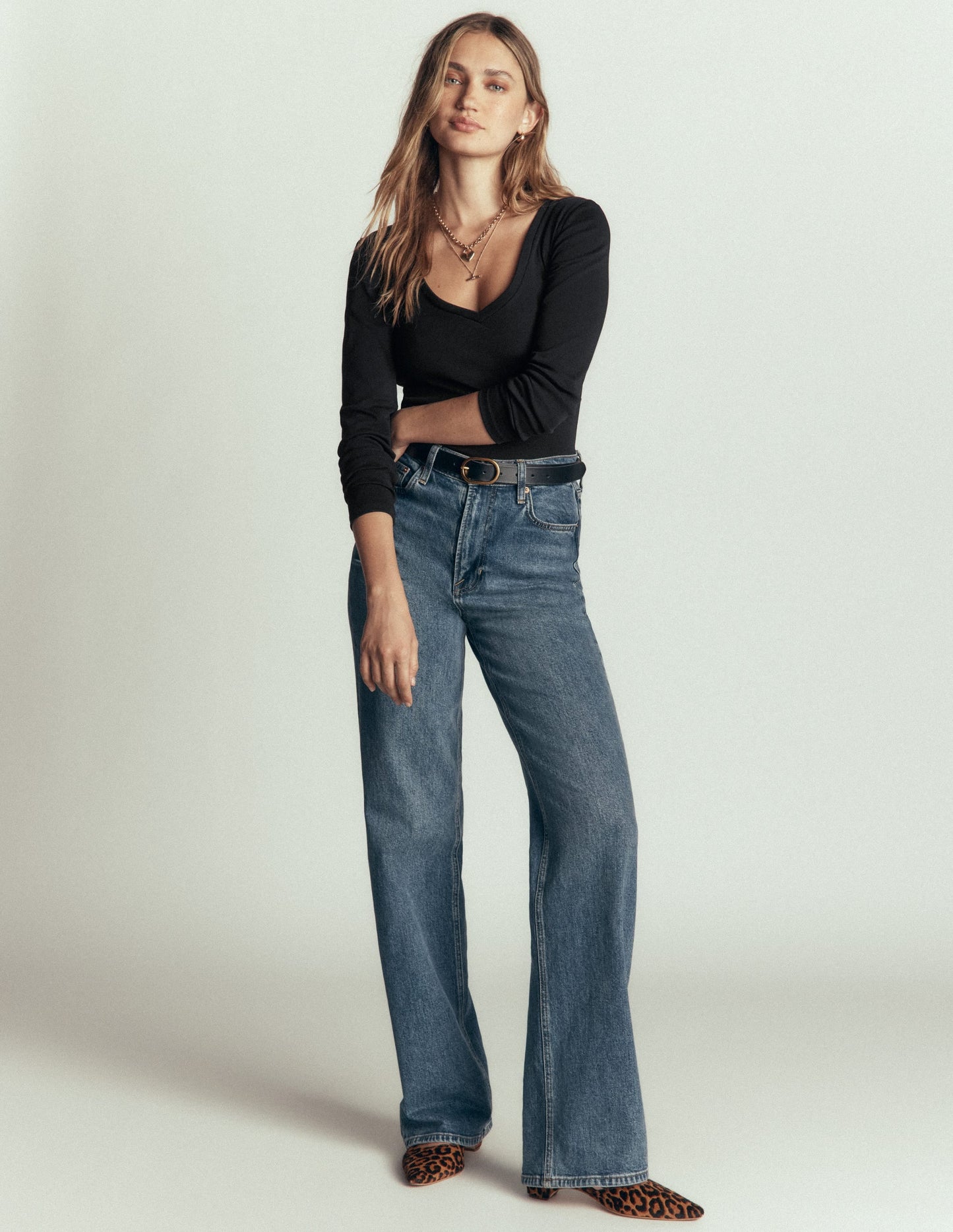 Annie Essential V Neck Top-Black