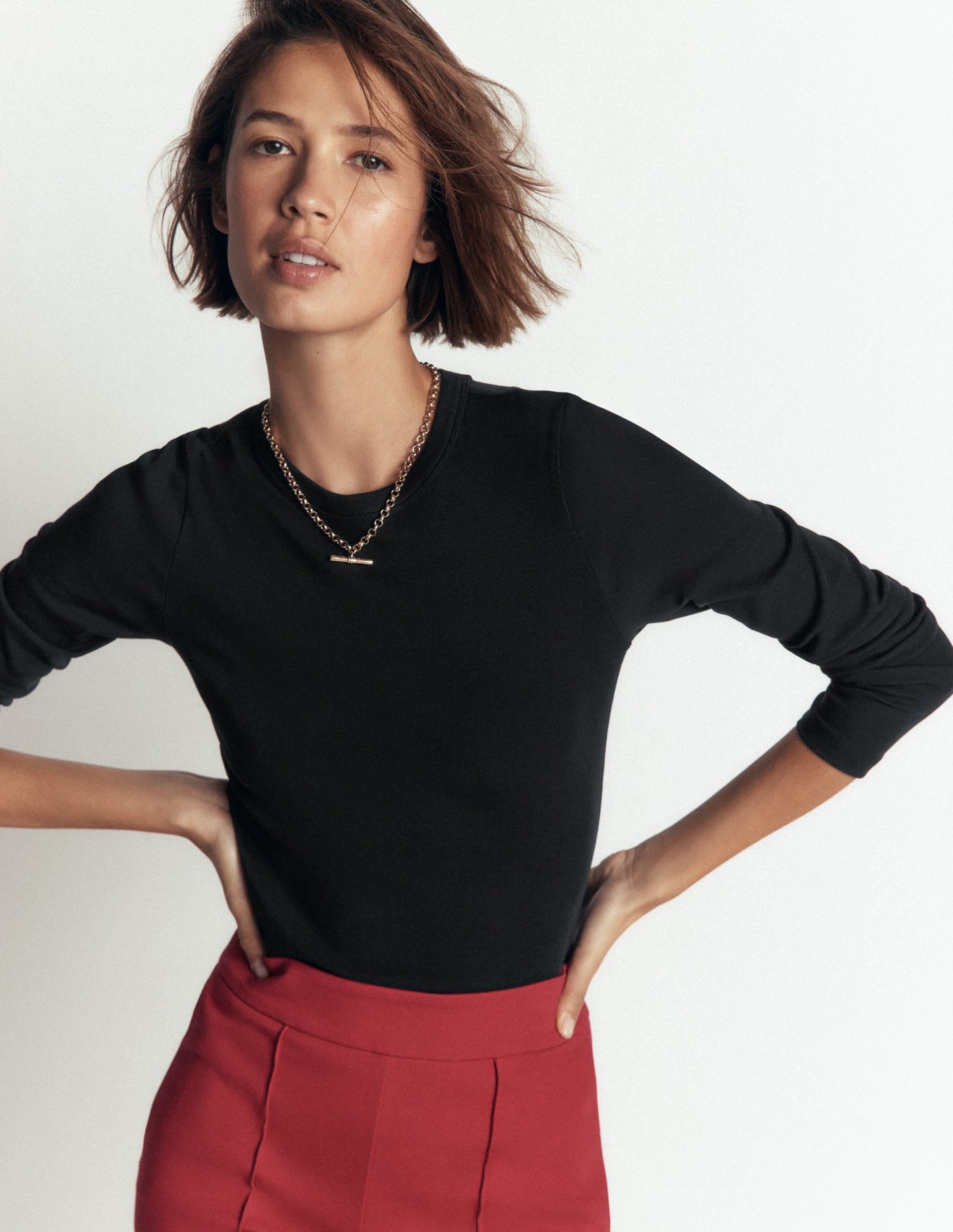 Annie Essential Crew Neck Top-Black