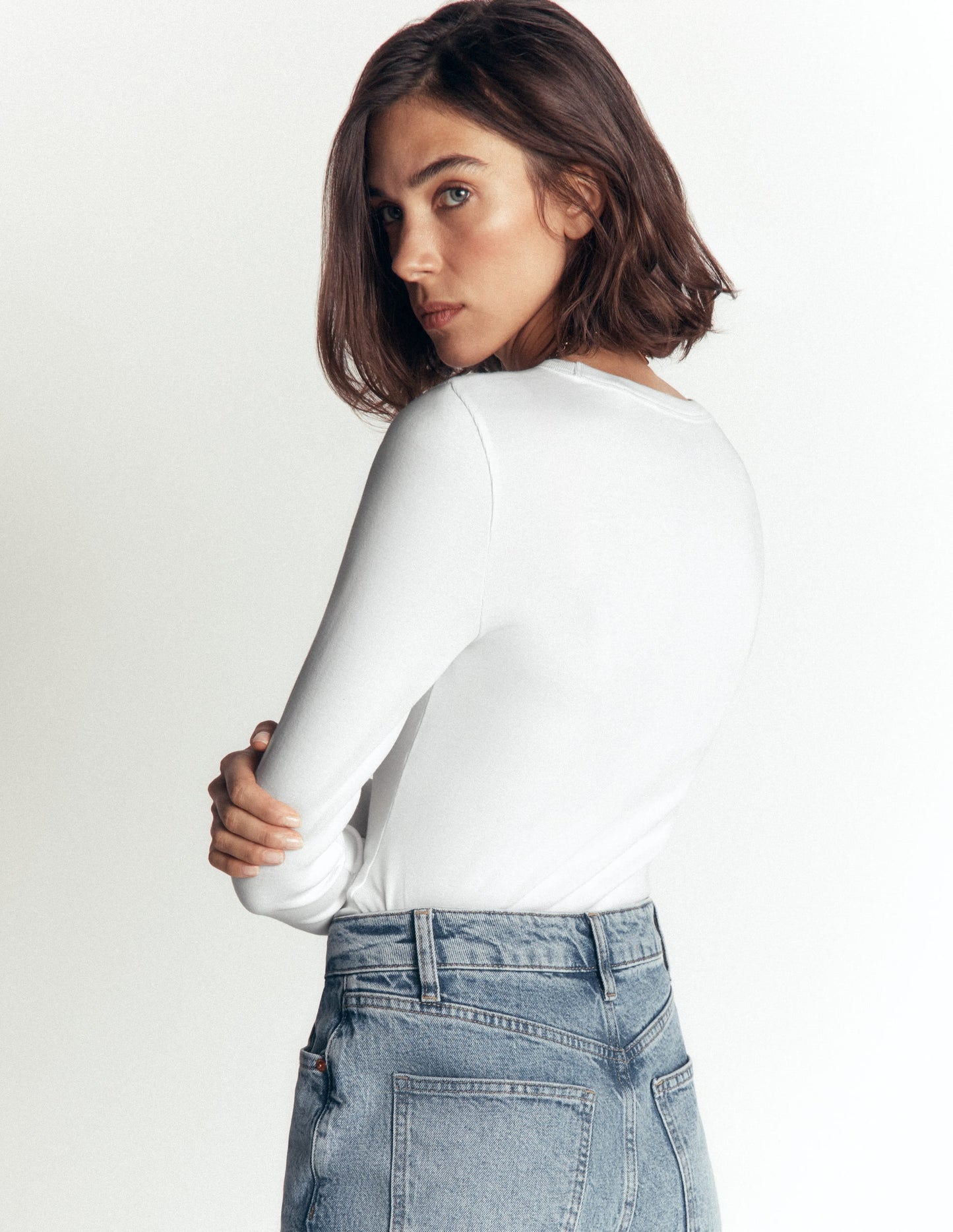Annie Essential Crew Neck Top-White