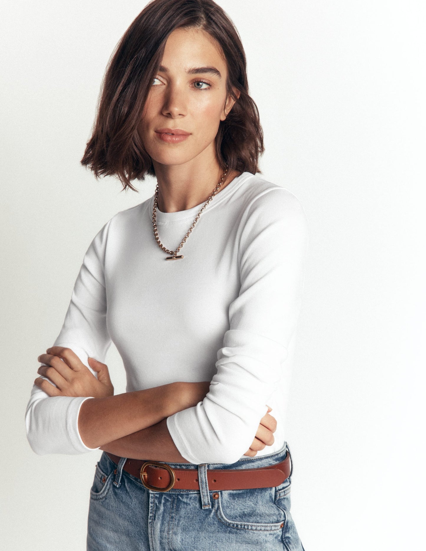 Annie Essential Crew Neck Top-White
