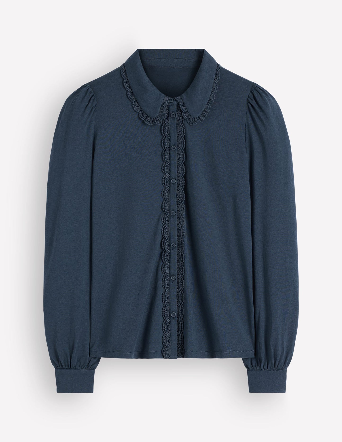 Lace Frill Blouse-Moonlit Ocean