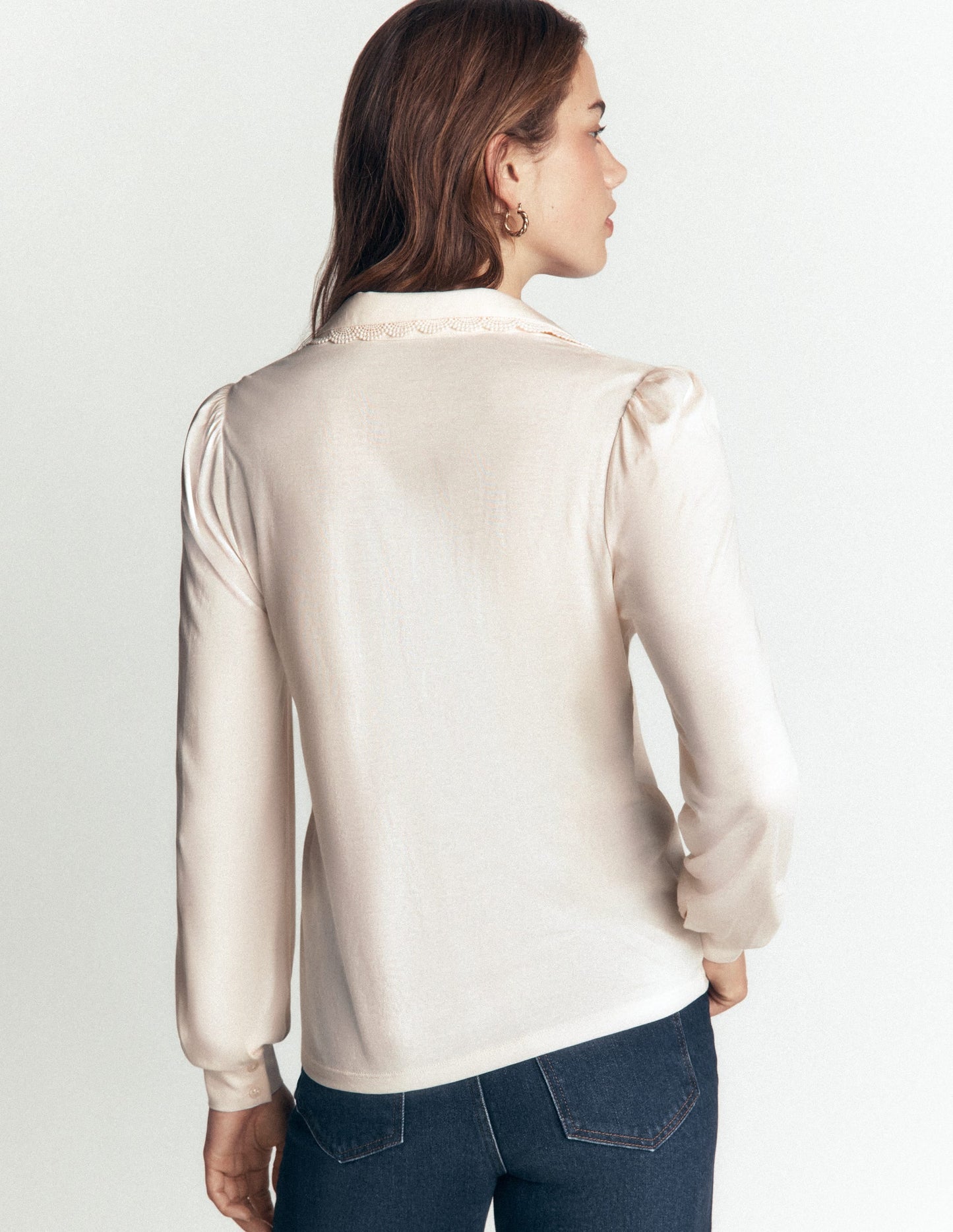 Lace Frill Blouse-Ivory