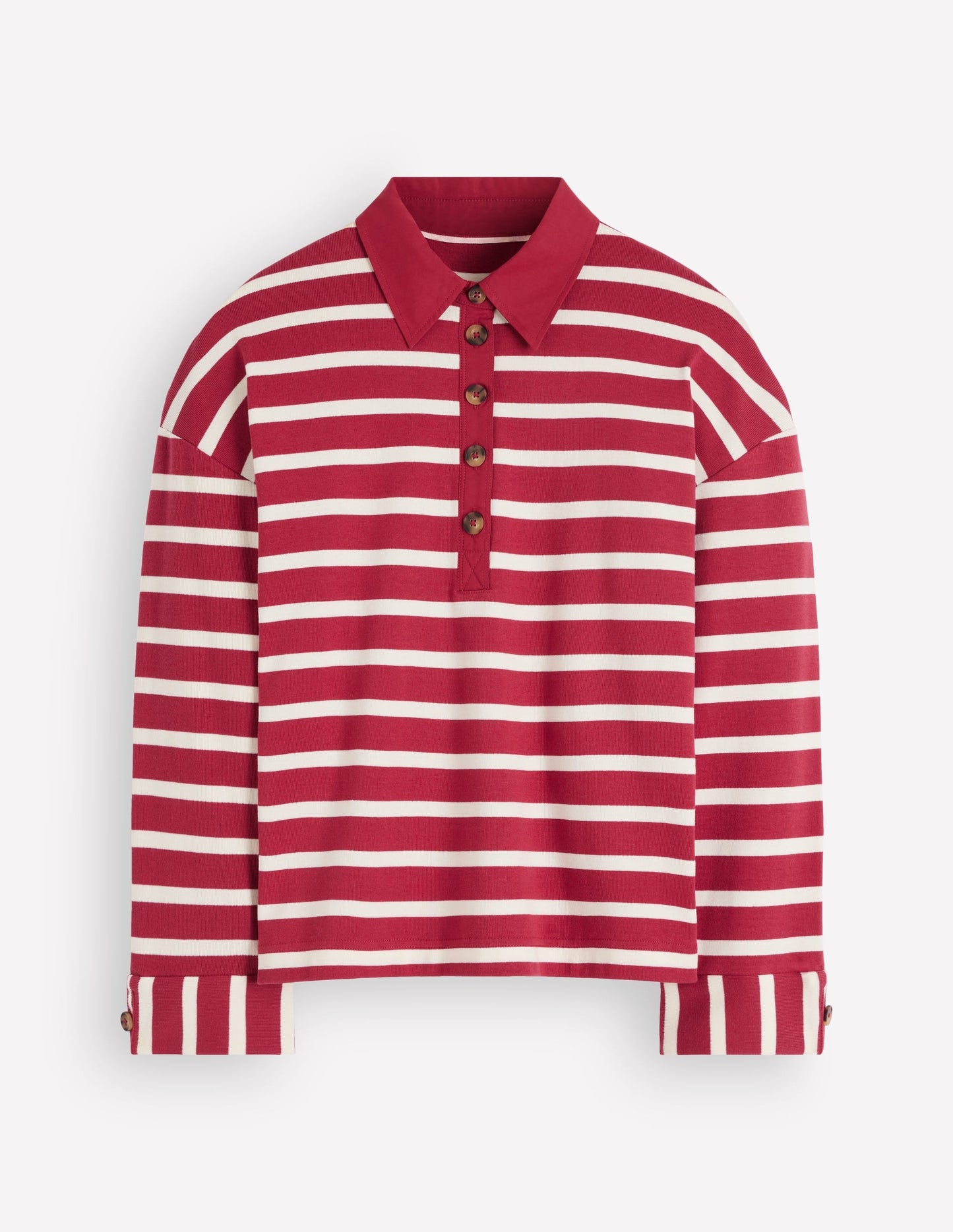 Polo Collar Mariner-Garnet and Ivory Stripe