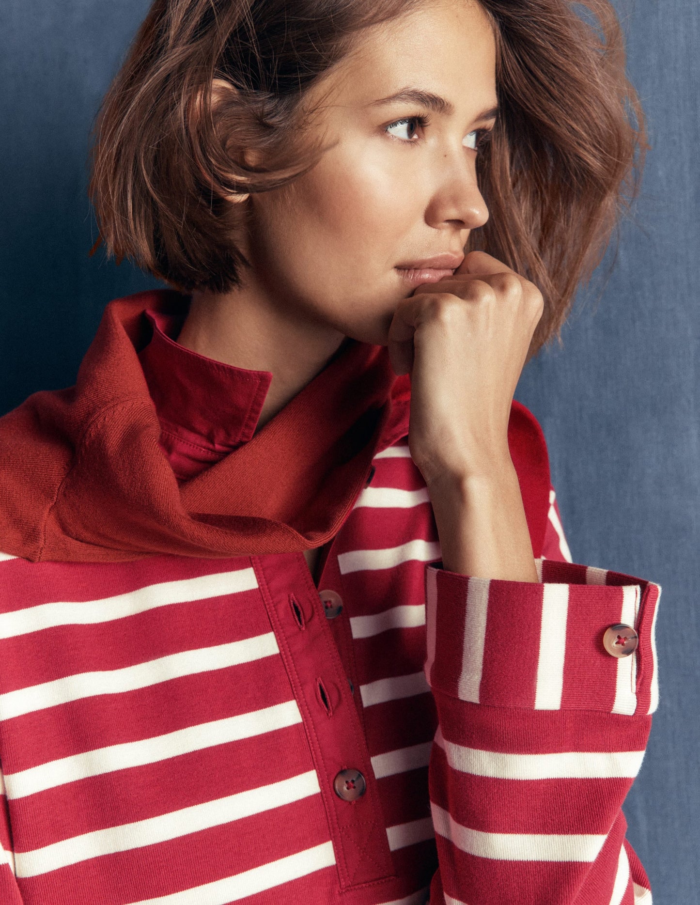 Polo Collar Mariner-Garnet and Ivory Stripe