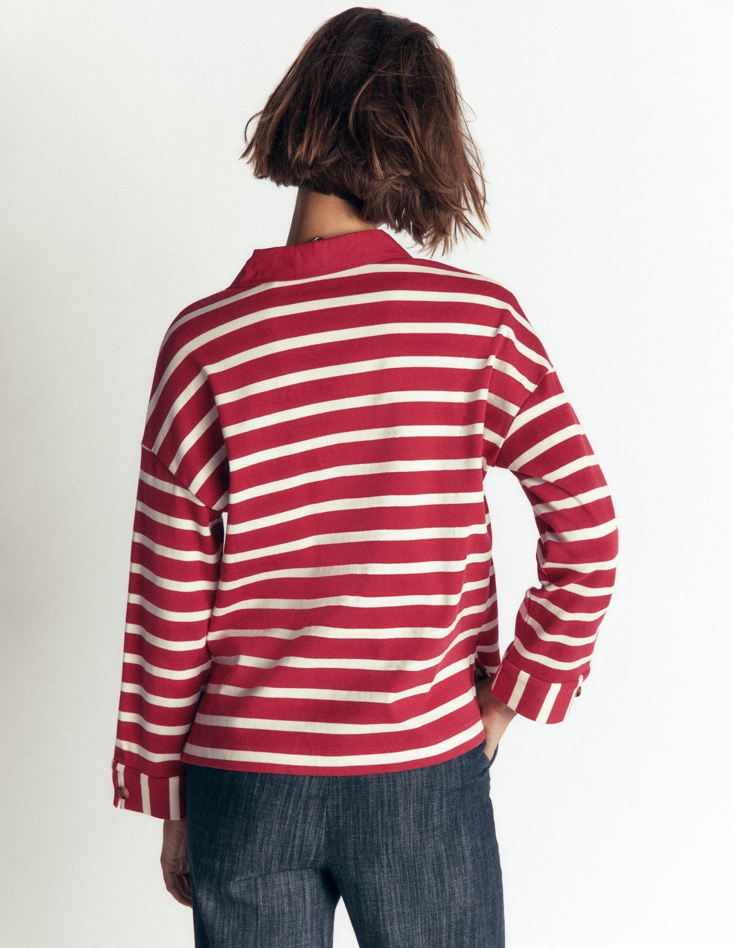 Polo Collar Mariner-Garnet and Ivory Stripe