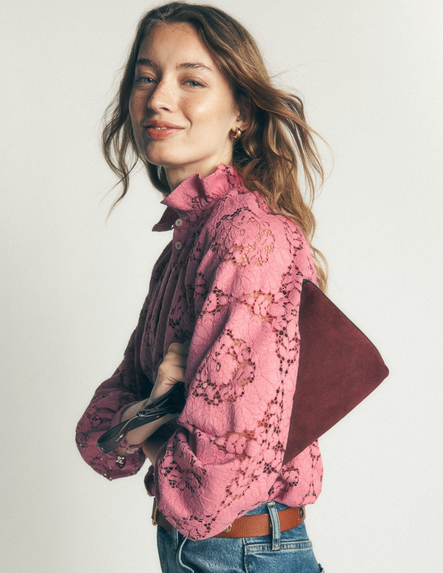 Erica Lace Top-Heather Rose