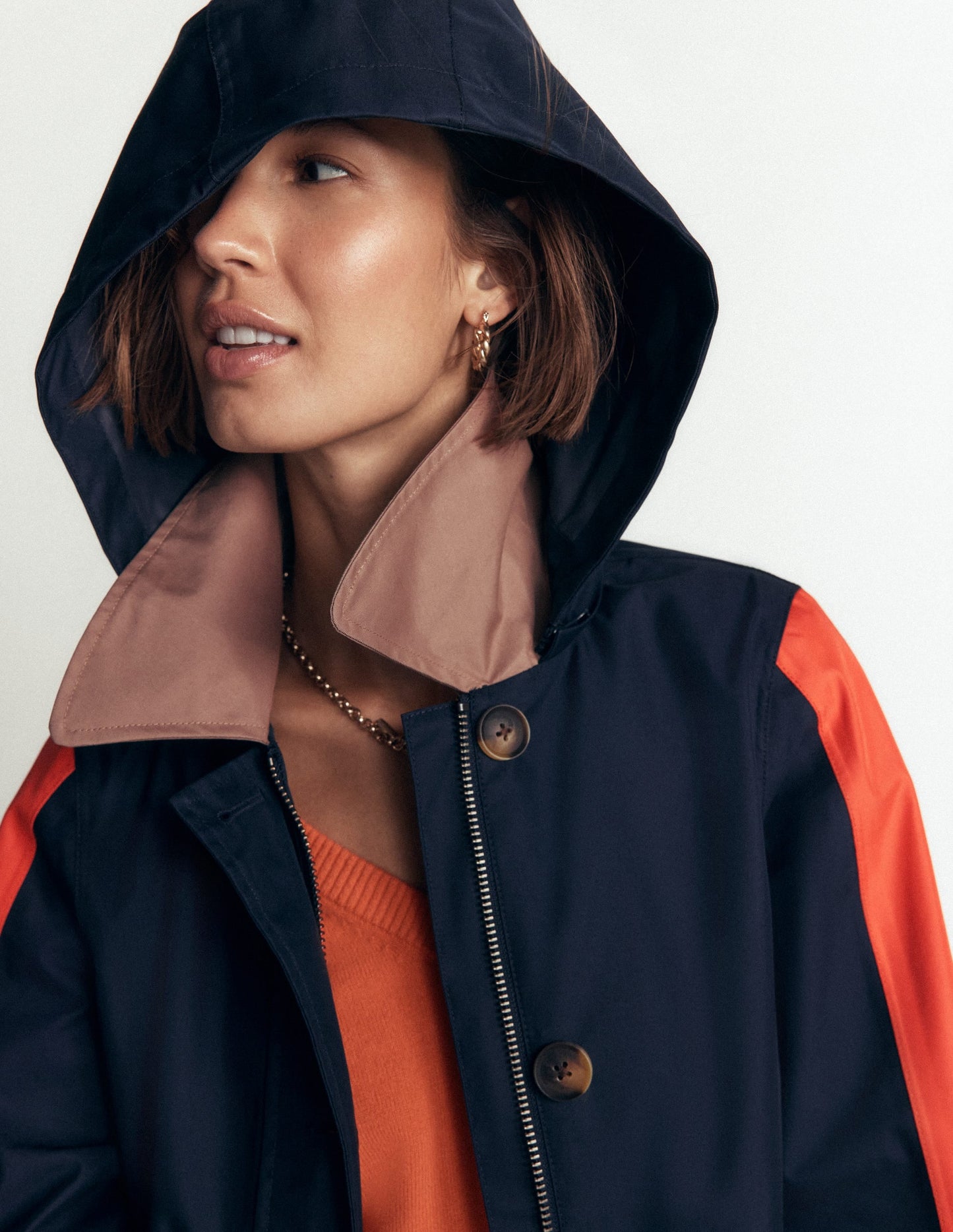 Colour block Raincoat-Navy