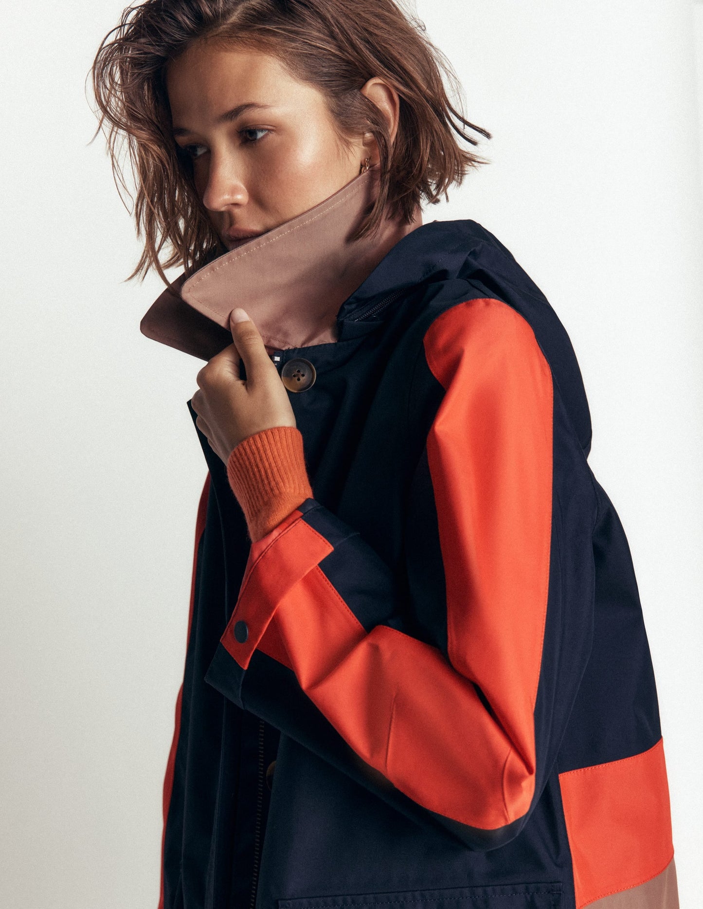 Colour block Raincoat-Navy