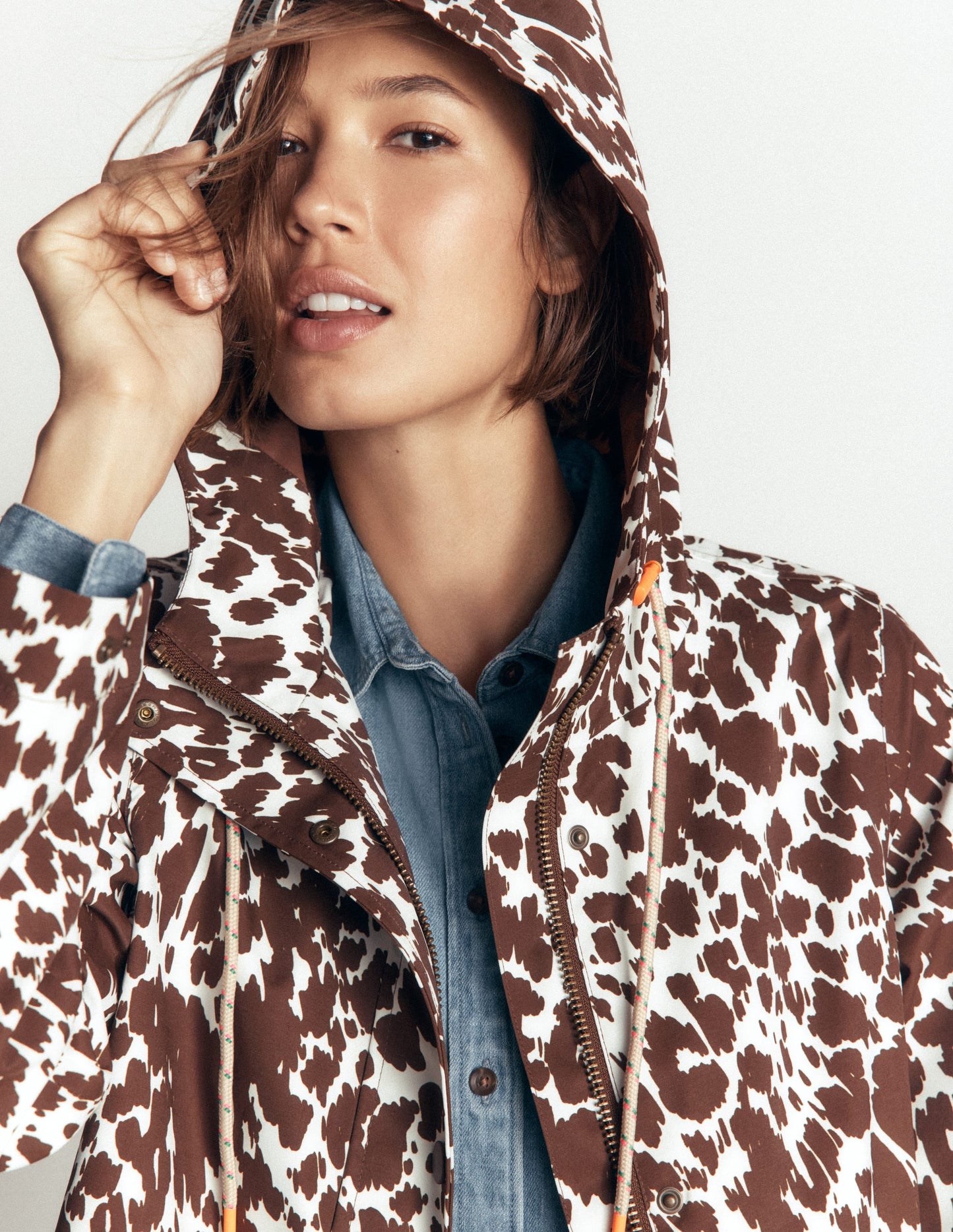 Longline Raincoat-Cow Fields