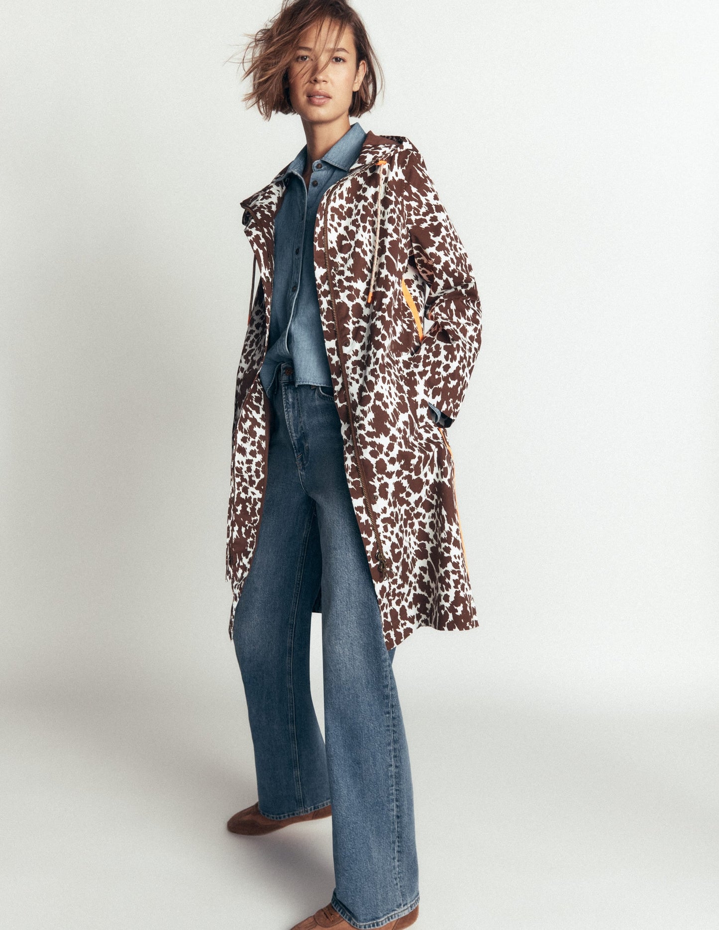 Longline Raincoat-Cow Fields