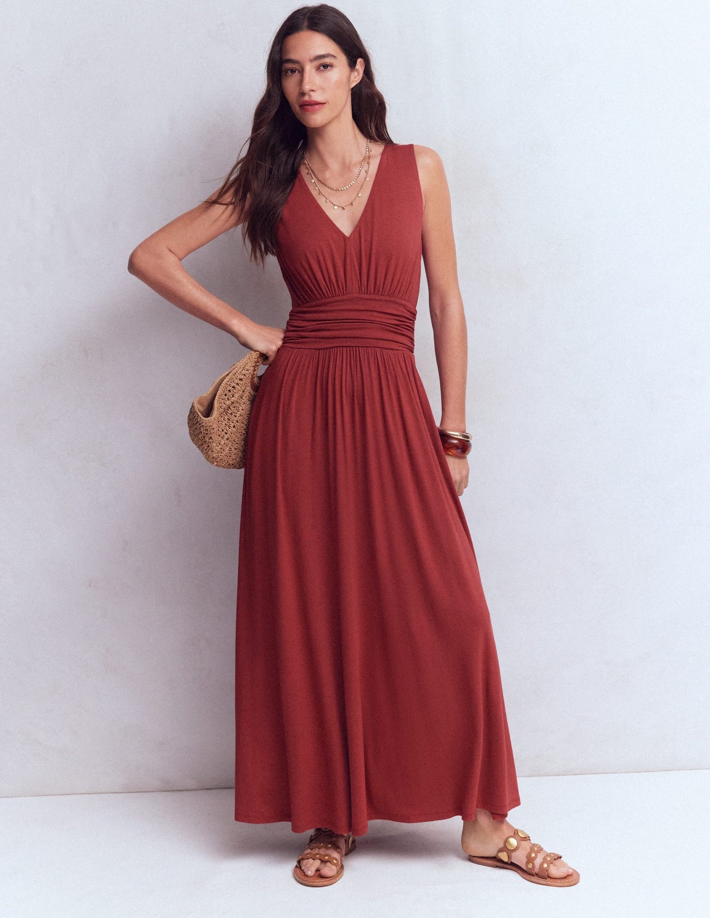Elodie Jersey Maxi Dress-Rich Chestnut
