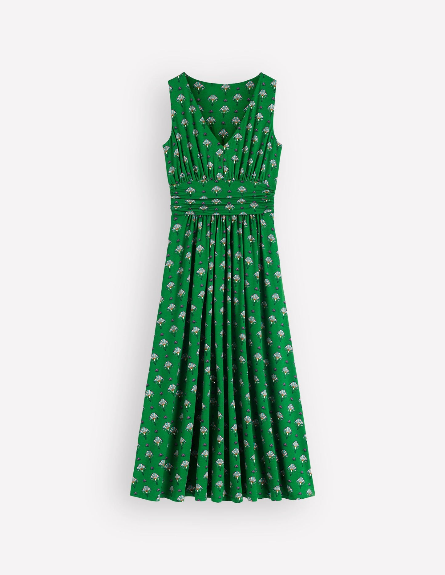 Elodie Jersey Maxi Dress-Green, Ornamental Floweret