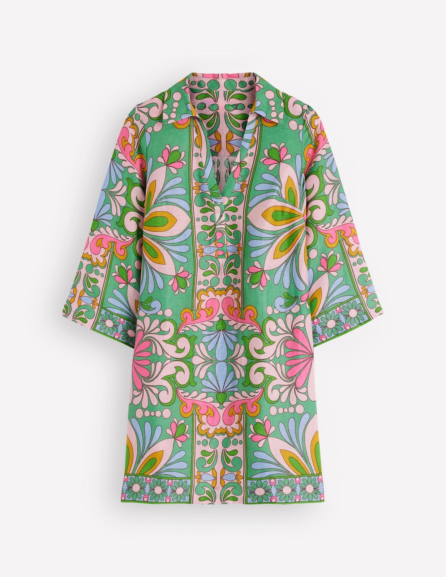 Carmen Linen Short Dress-Multi, Bloom Tapestry