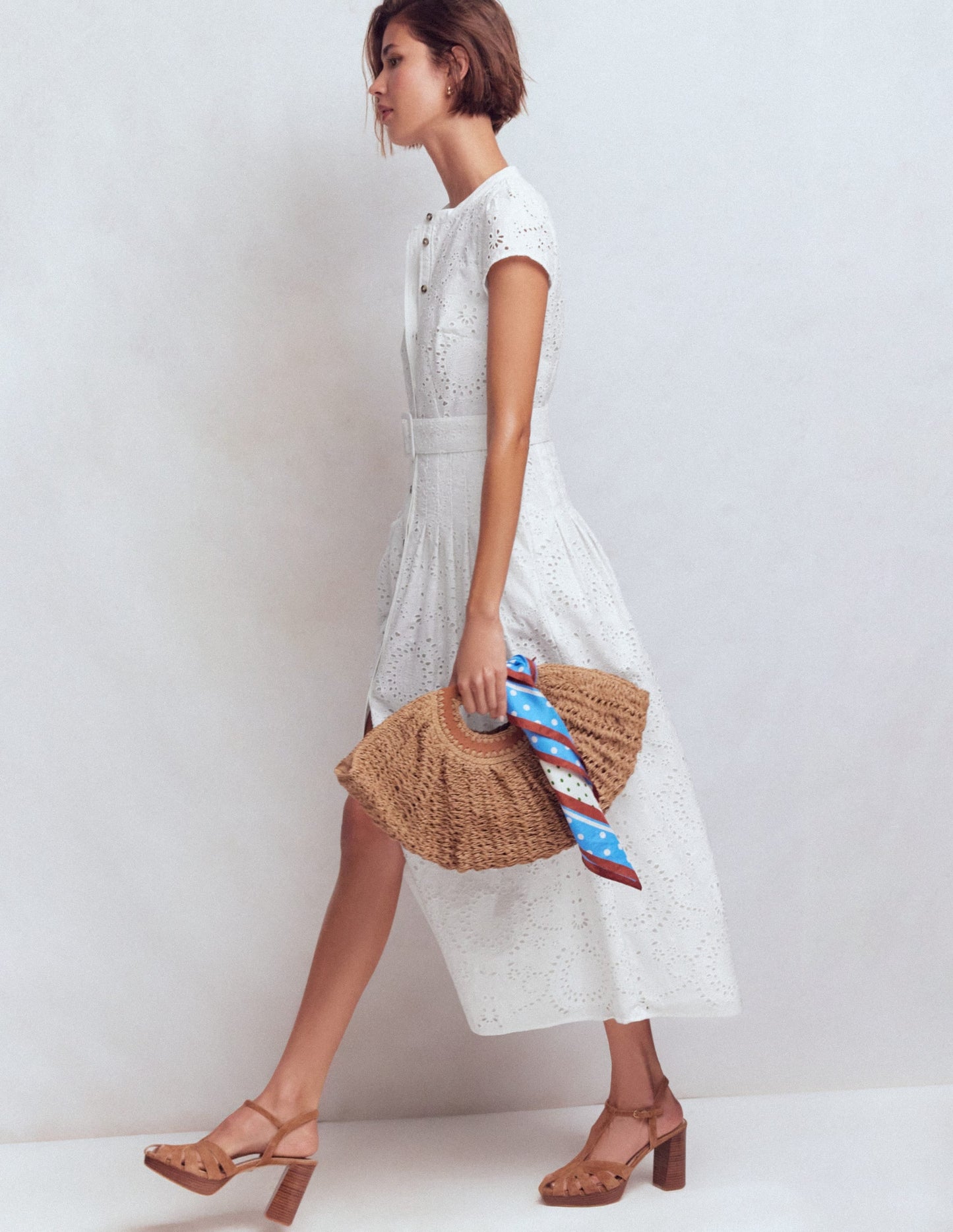 Arabella Cotton Maxi Dress-White Broderie