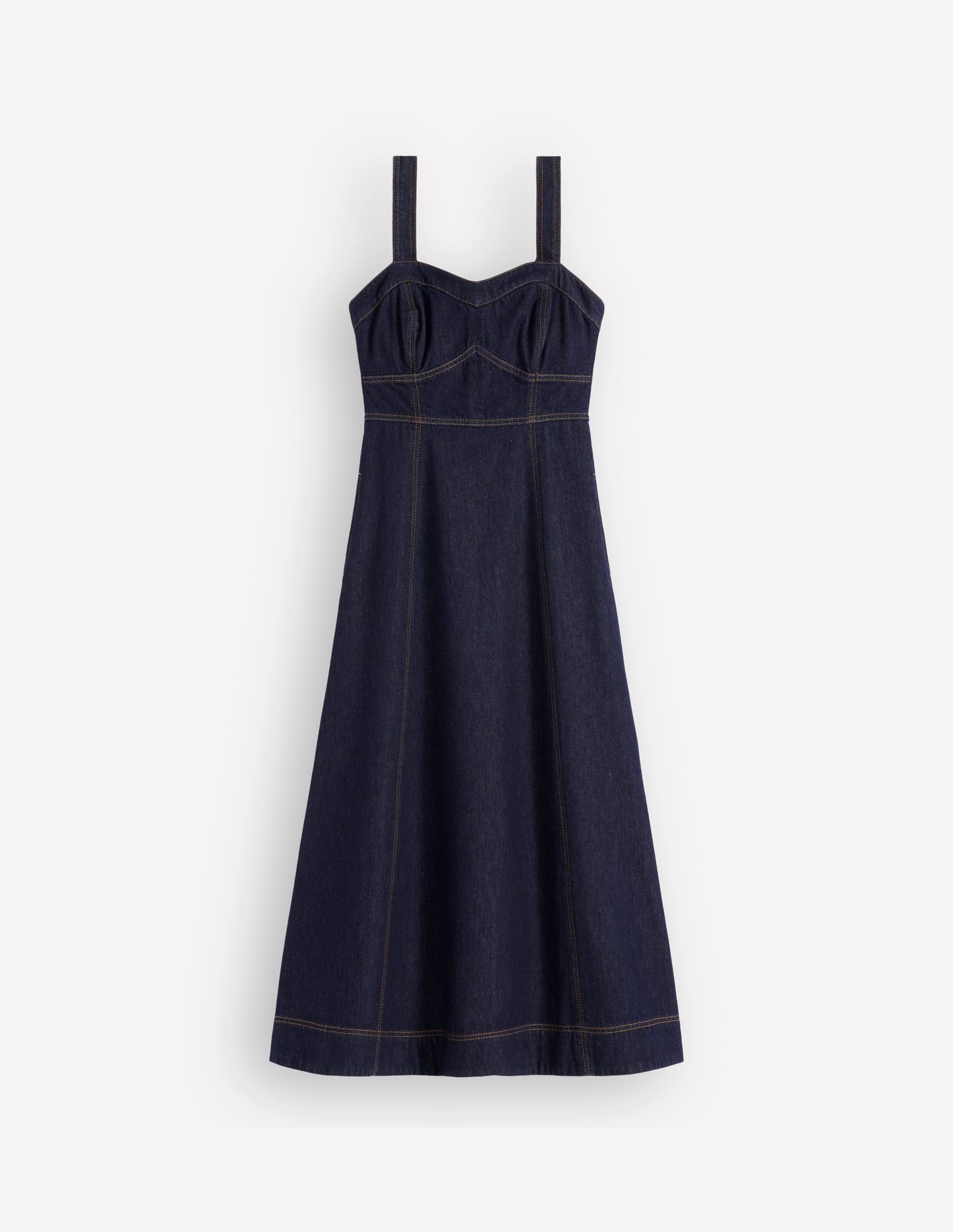 Panelled Bodice Denim Dress-Indigo
