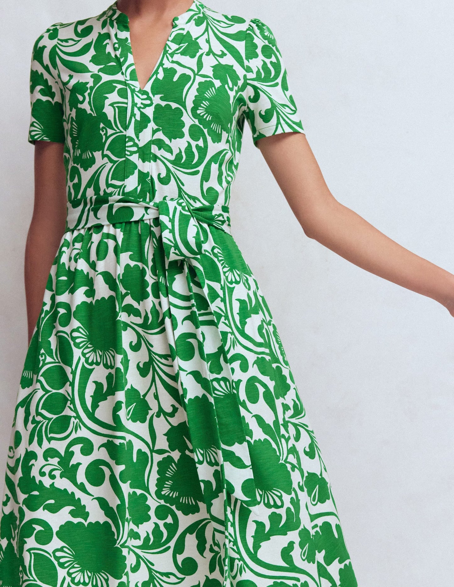 Naomi Jersey Midi Dress-Emerald, Flourishing Meadow