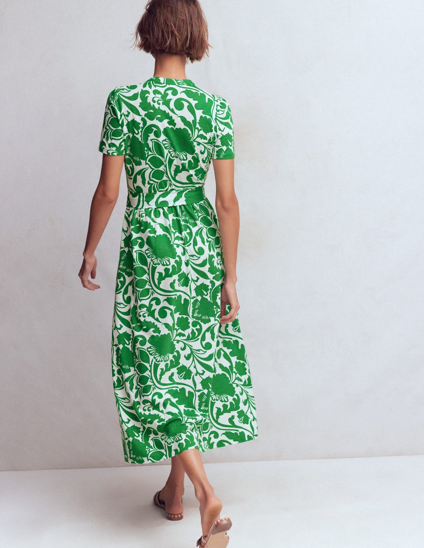 Naomi Jersey Midi Dress-Emerald, Flourishing Meadow