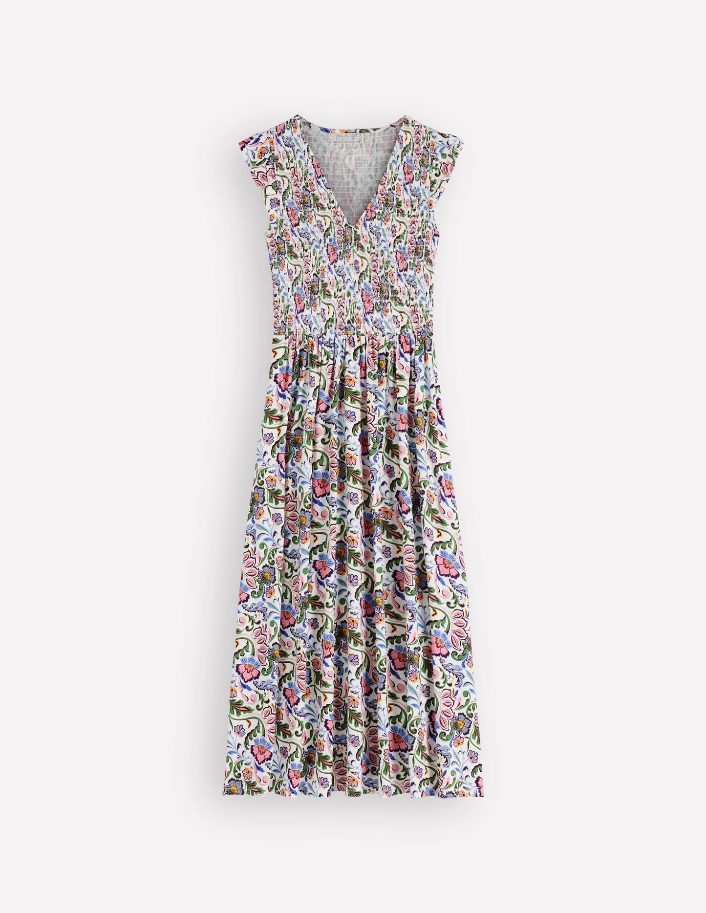 Smocked Jersey Midi Dress-Multi, Flourishing Meadow