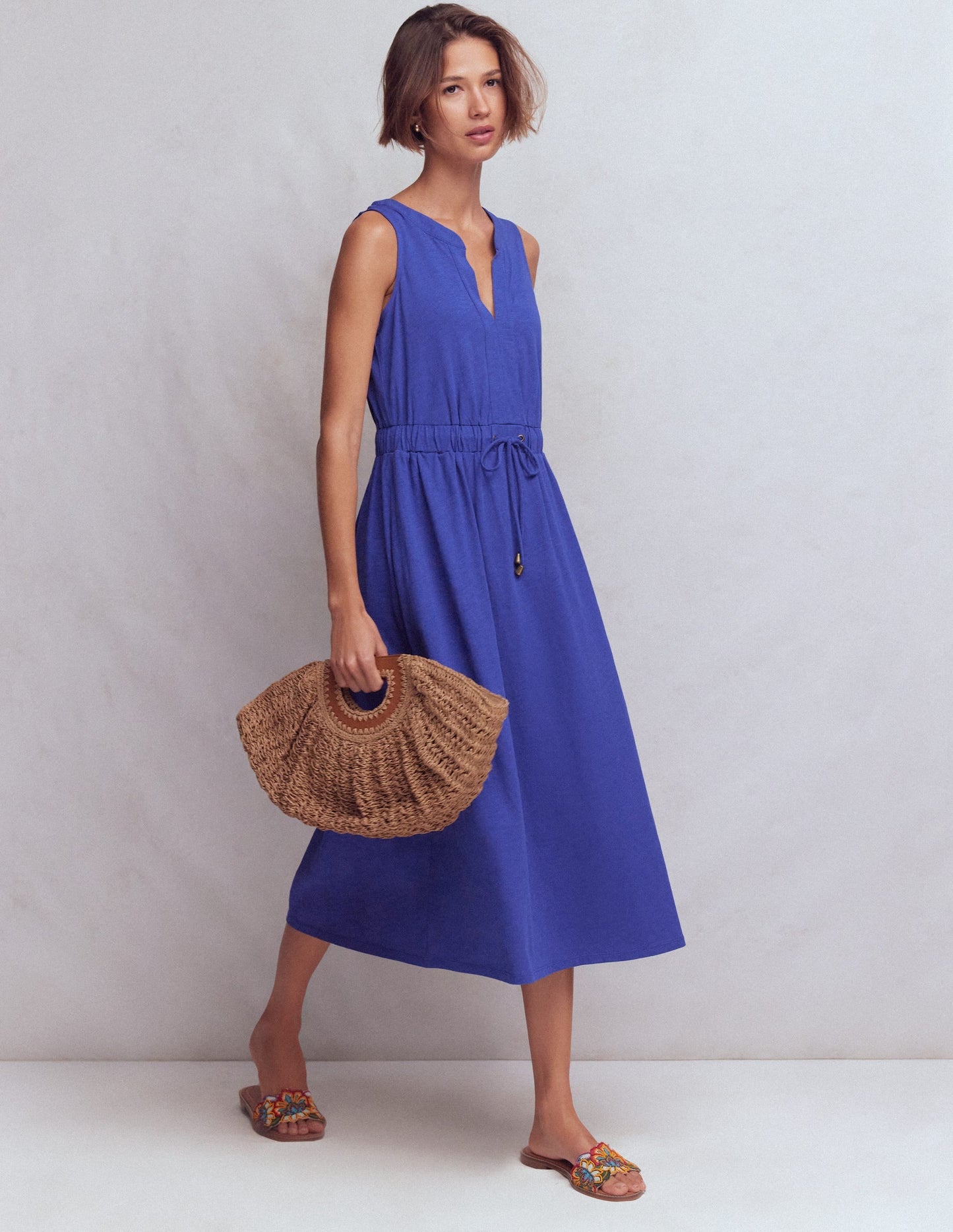 Delphine Midi Jersey Dress-Sapphire Blue
