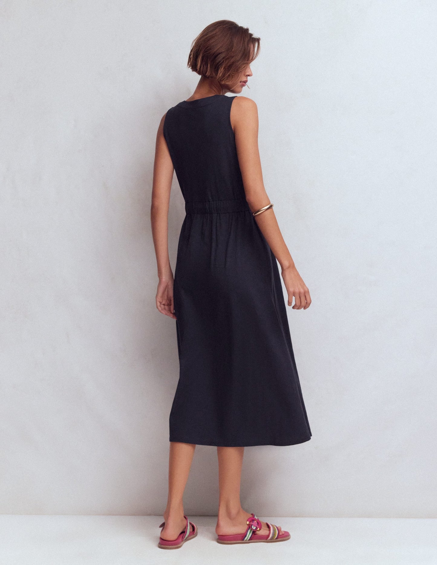 Delphine Midi Jersey Dress-Navy