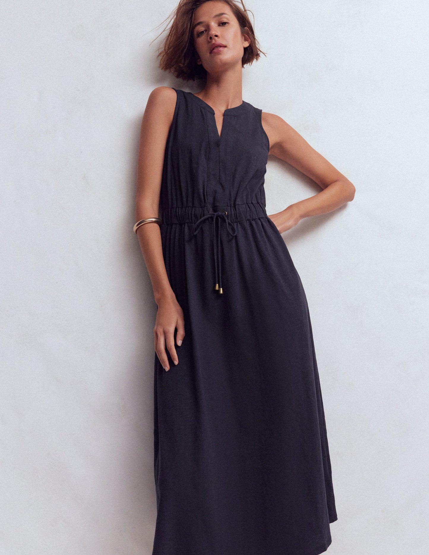 Delphine Midi Jersey Dress-Navy