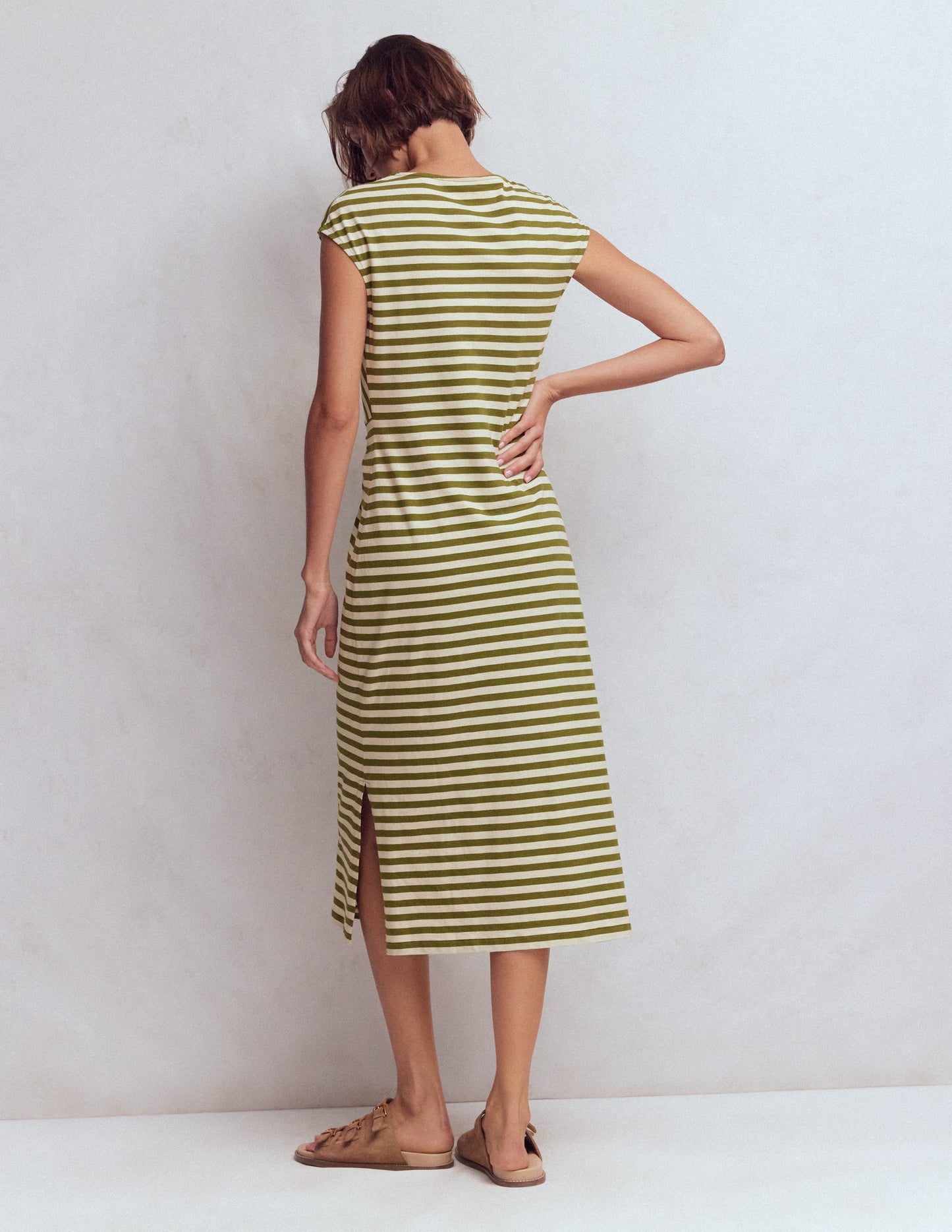Delilah Twisted Midi Dress-Stripe