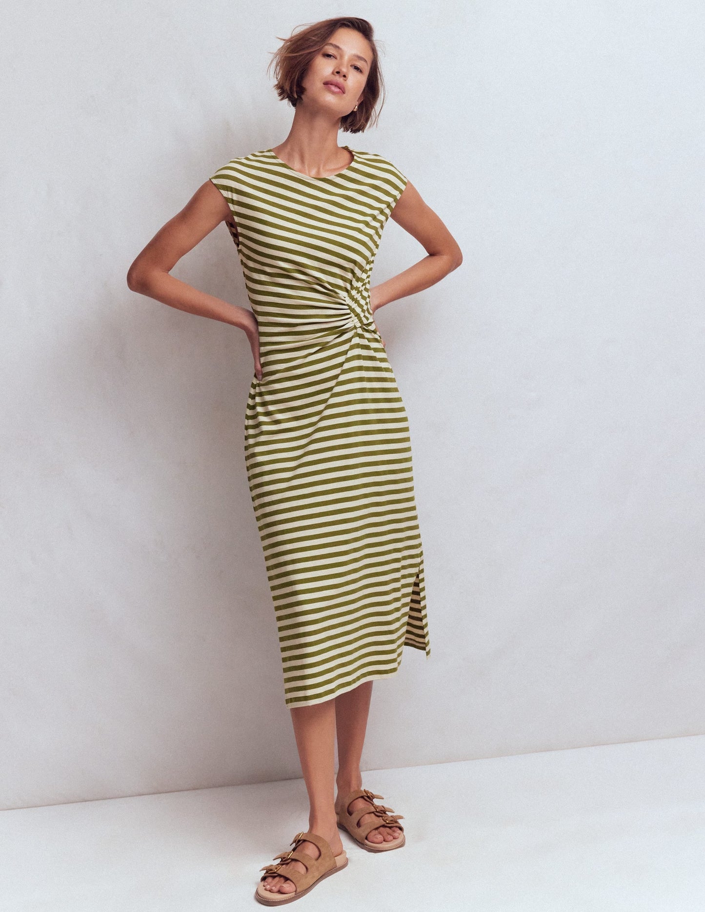 Delilah Twisted Midi Dress-Stripe