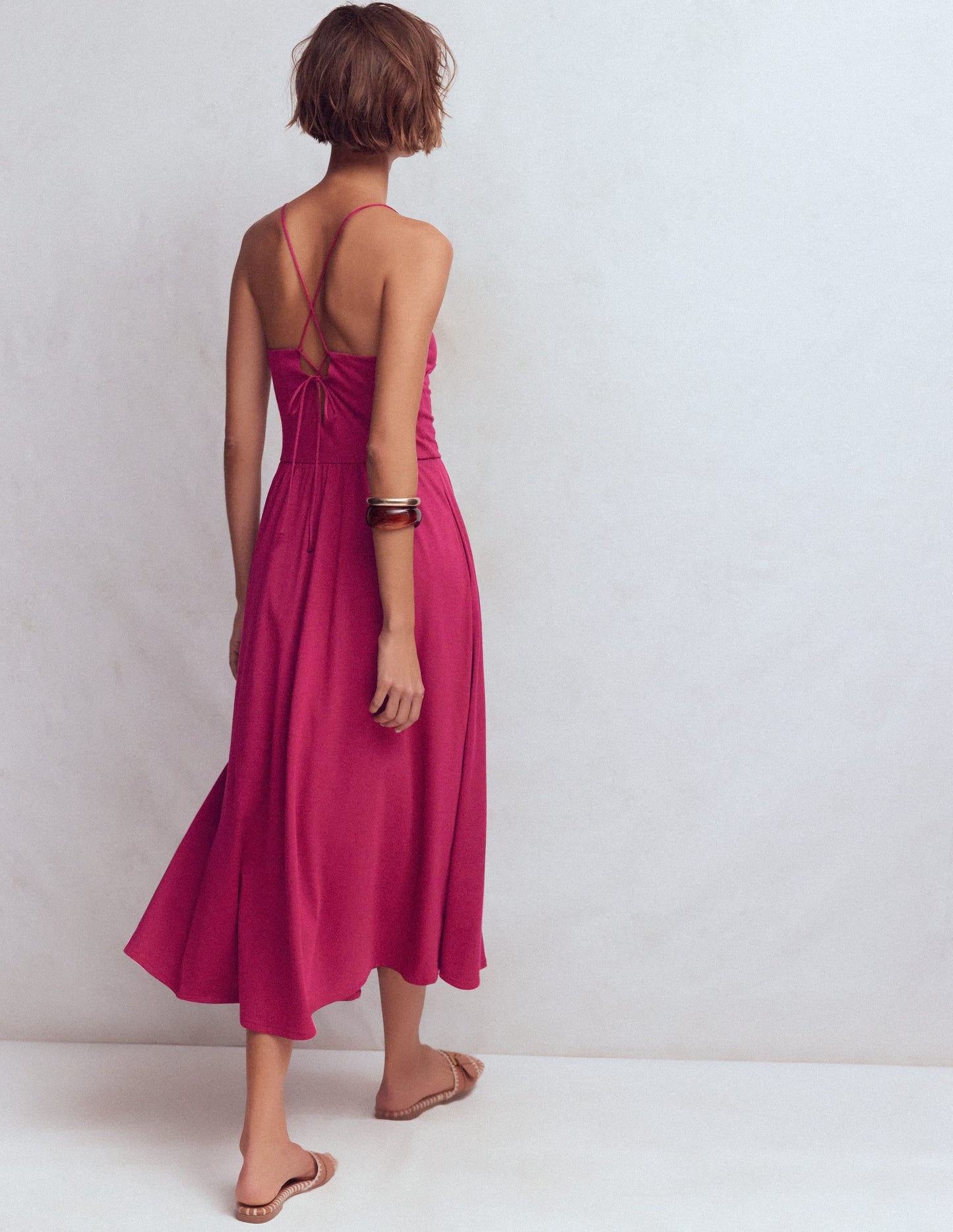 Cross Back Jersey Dress-Beet Red