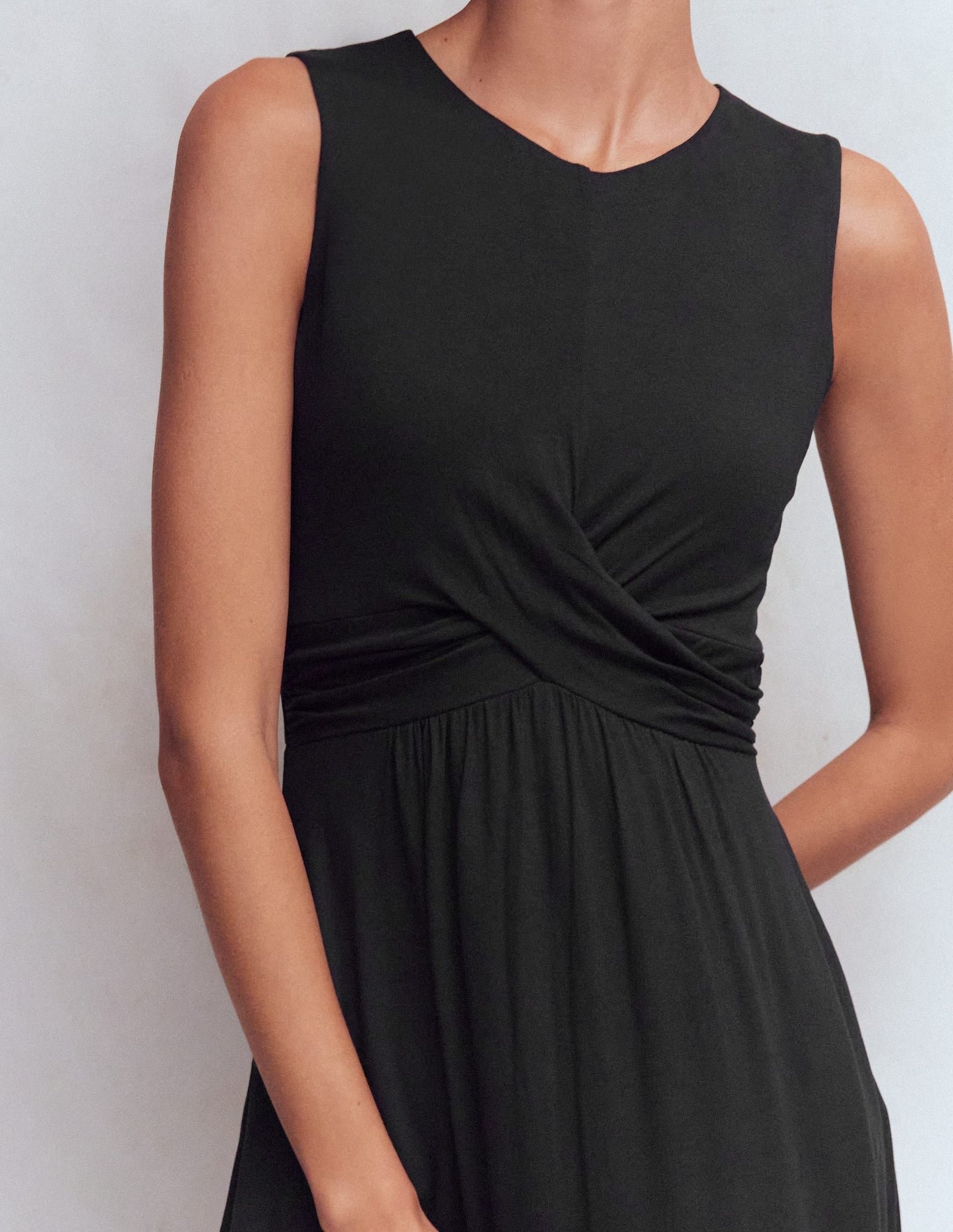 Zara Cross Waist Jersey Dress-Black