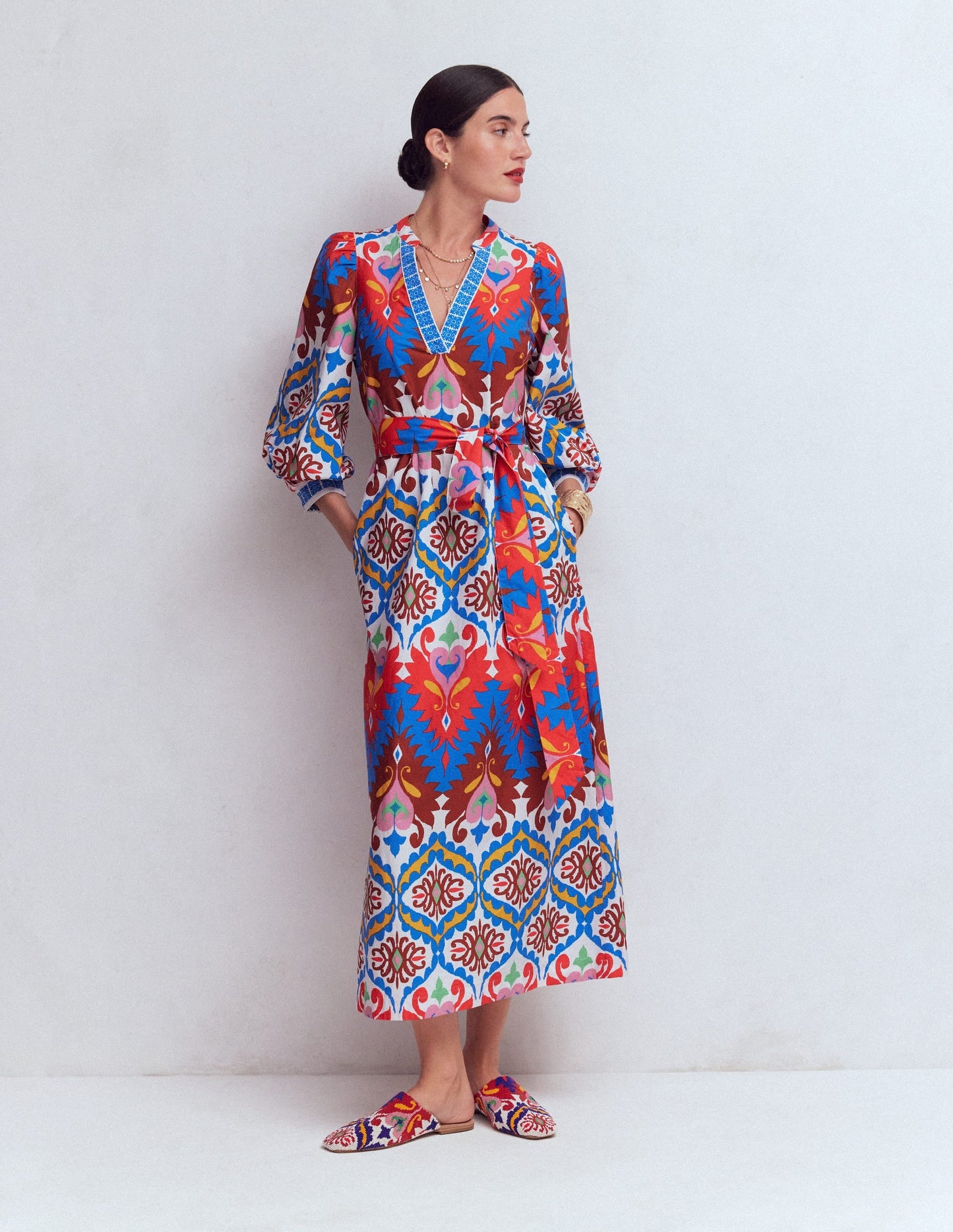 Octavia Cotton Dress-Multi Ikat Dream