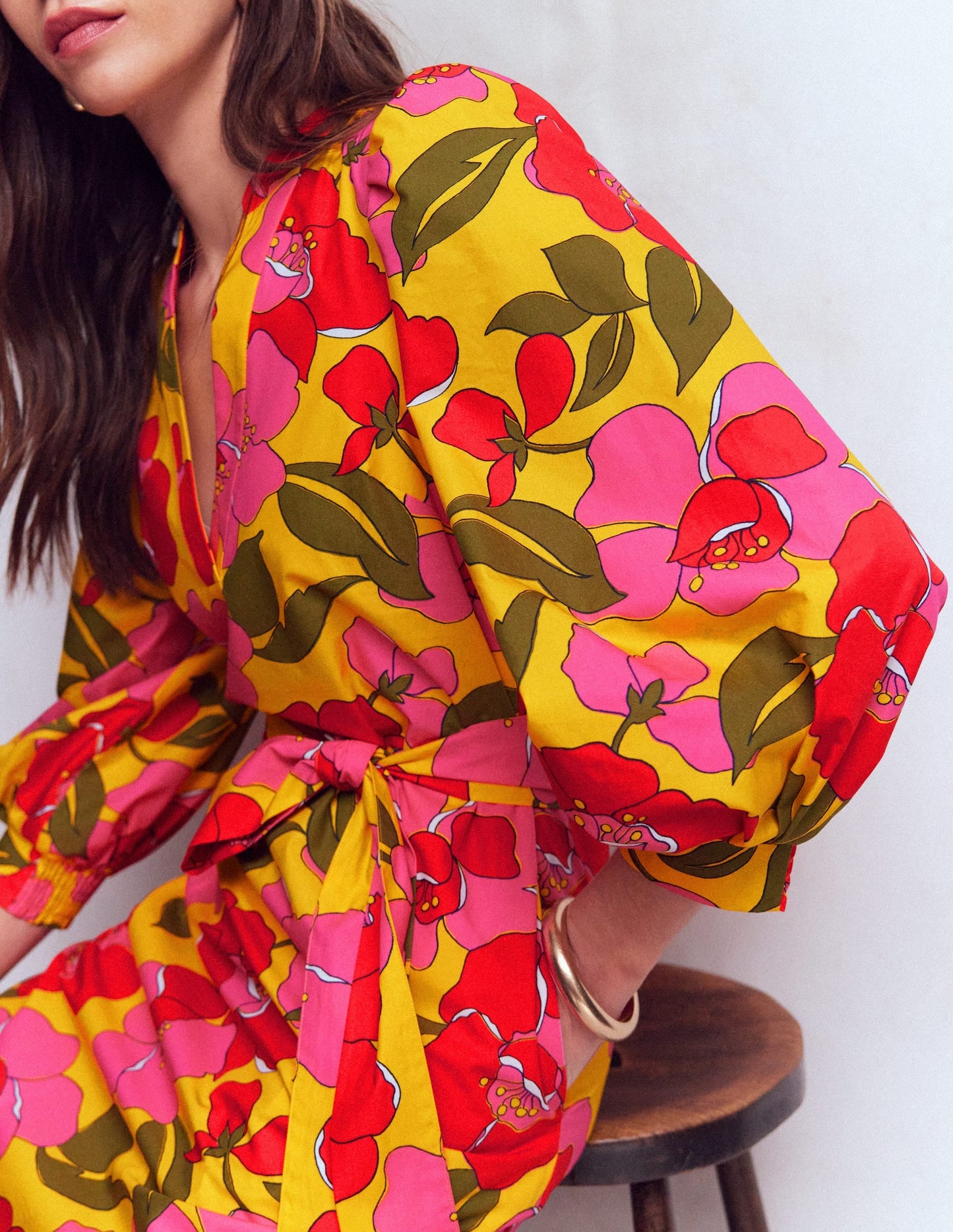 Octavia Cotton Dress-Yellow, Radiant Bloom
