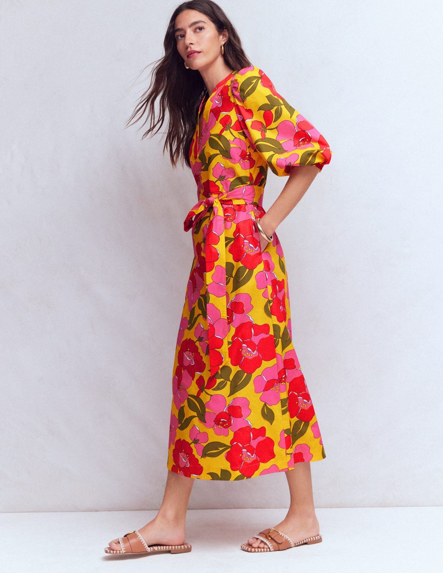 Octavia Cotton Dress-Yellow, Radiant Bloom